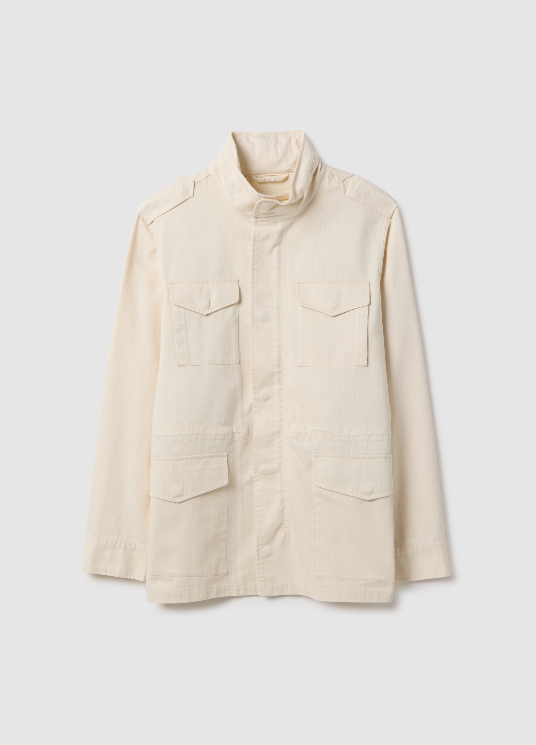 PIOMBO, Chaqueta Parka Beige De Algodón Puro, Ajuste Regular Con Bolsillos Y Cremallera, Hombre, Beige Claro, Talla: L