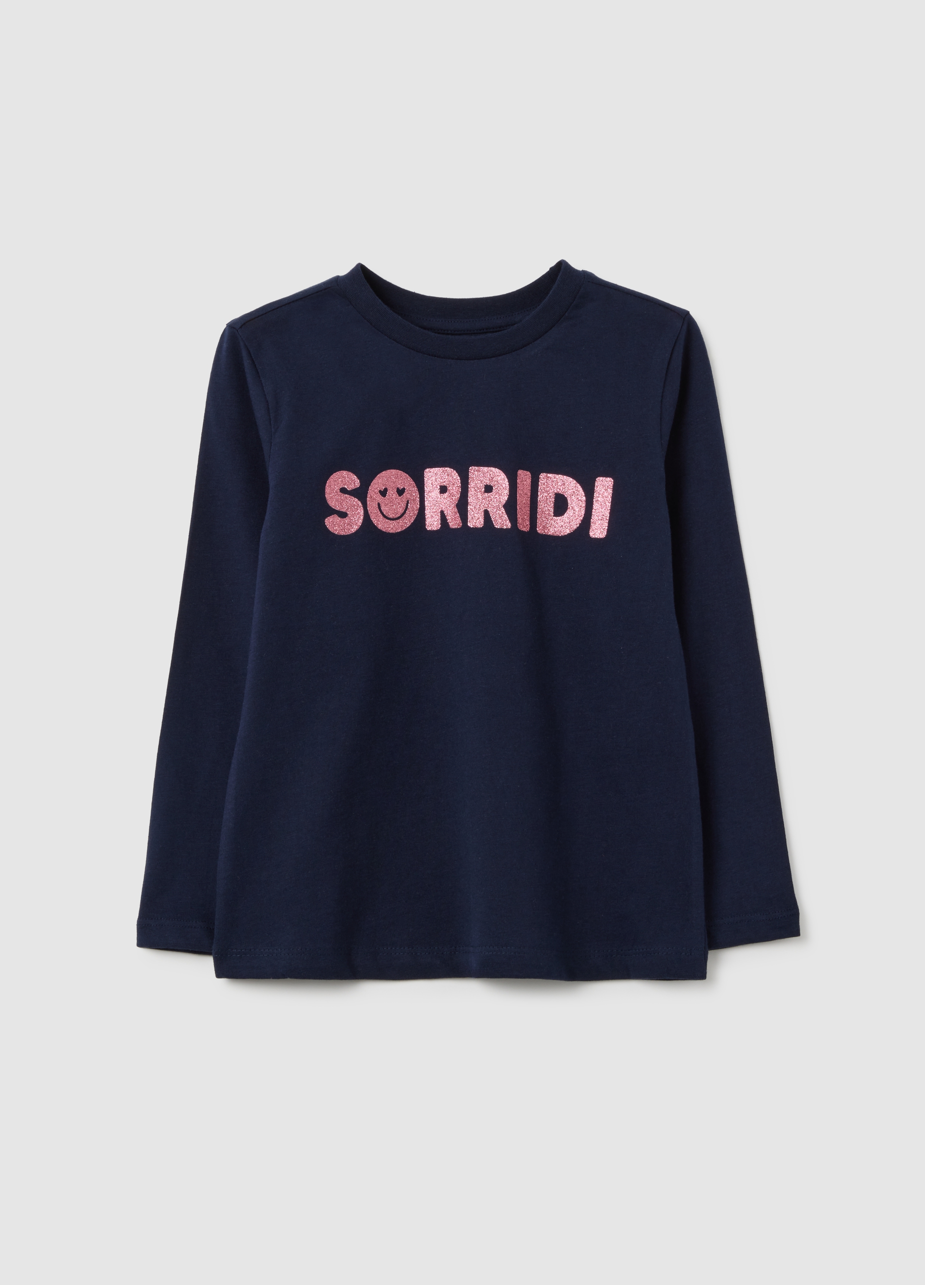 OVS KIDS, Maglia Da Bambina In Puro Cotone Blu Regular Fit Con Stampa 'amore', Blu, Taglia: 4-5