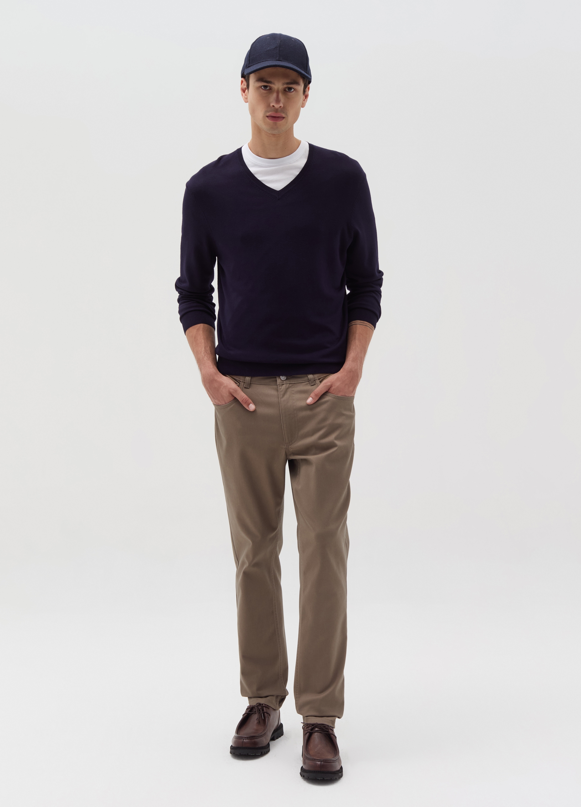 Jersey Con Cuello De Pico, Hombre, Azul Noche, Talla: XL