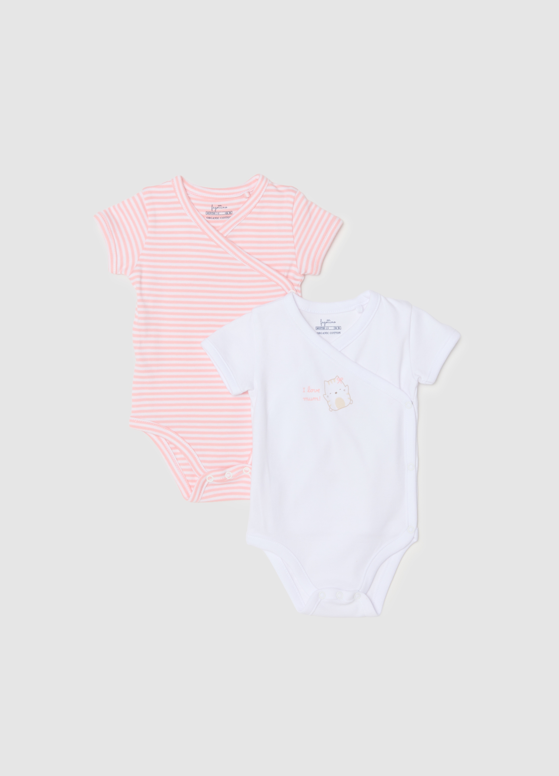 FAGOTTINO, Bipack Body A Maniche Corte Multicolor Da Neonata In Puro Cotone, Multicolor, Taglia: 0-1