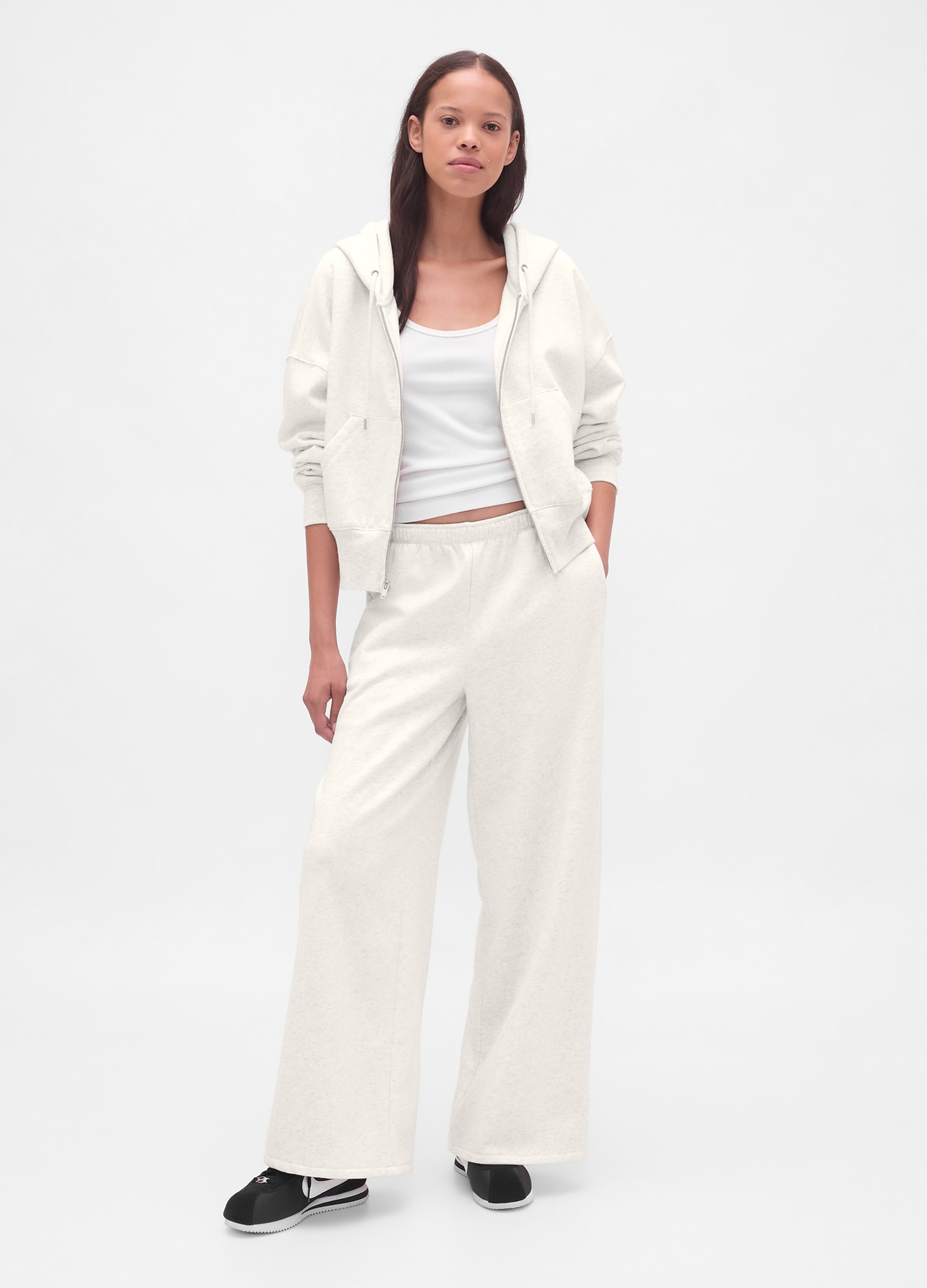 GAP, Joggers A Palazzo In Misto Cotone, Donna, Bianco, Taglia: XXS