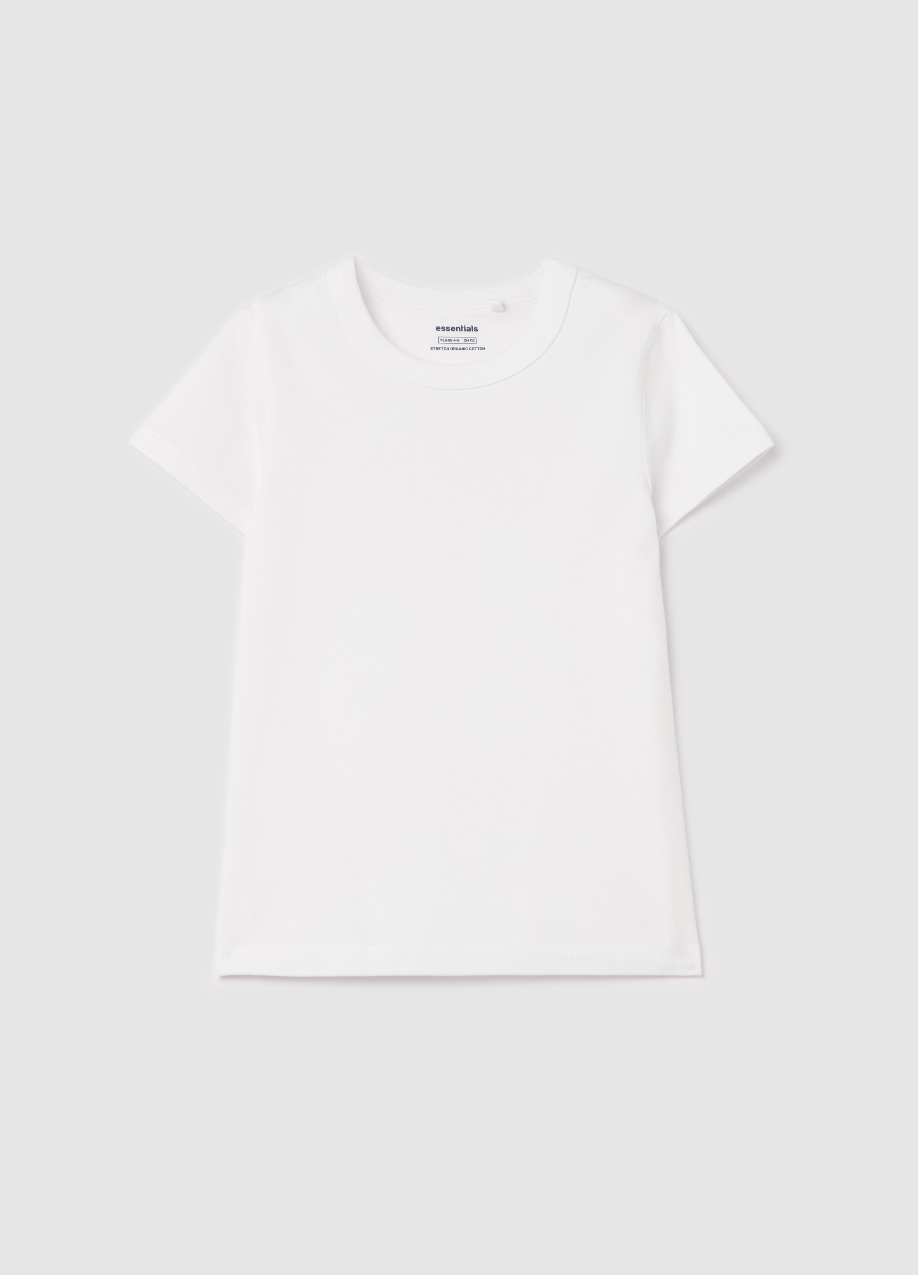 OVS, T-shirt In Cotone Bio, Bambina, Bianco, Taglia: 4-5