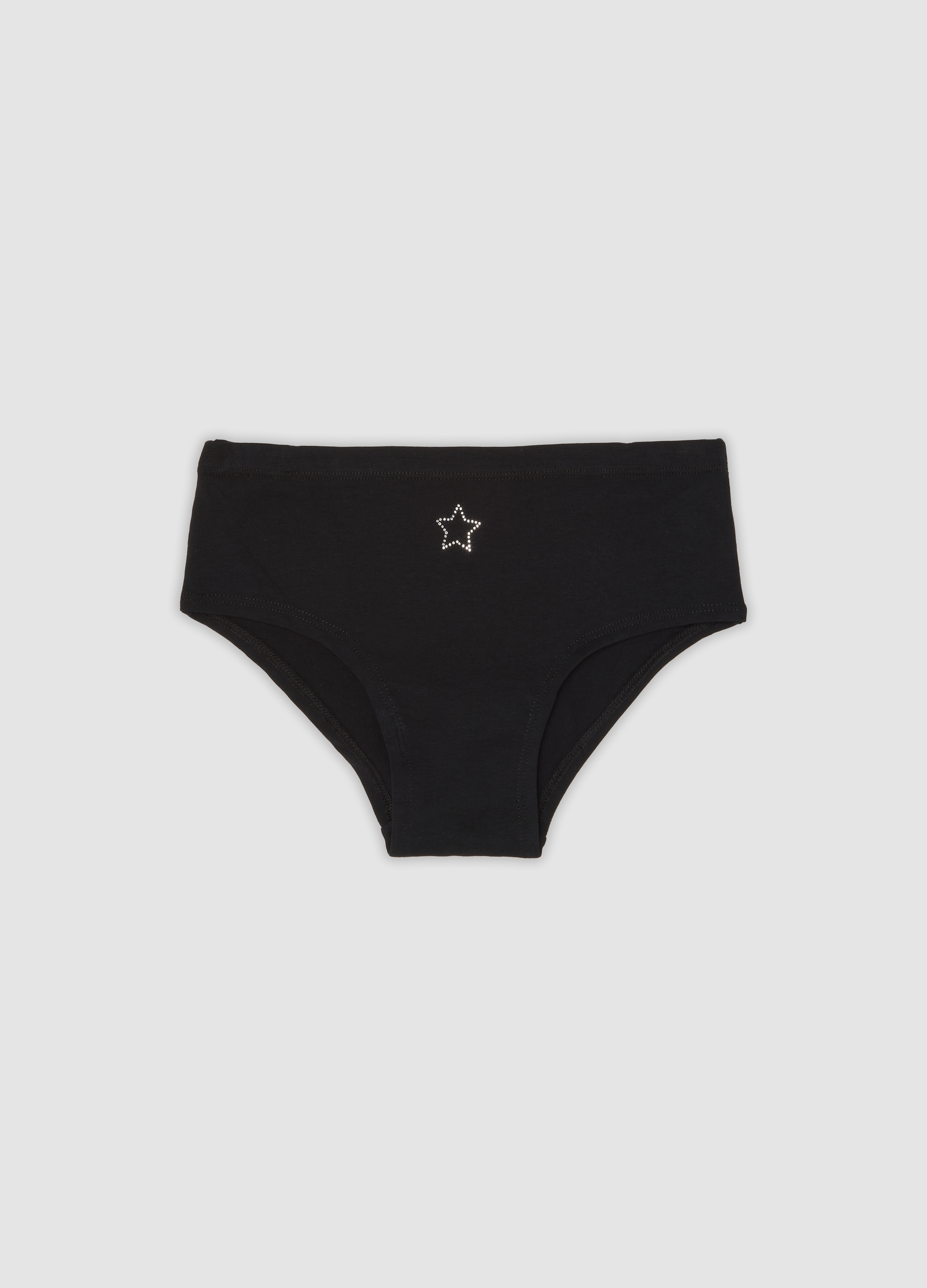 OVS KIDS, Slip Culotte Neri In Cotone Organico Elasticizzato Con Stella Per Bambina, Nero, Taglia: 10-11