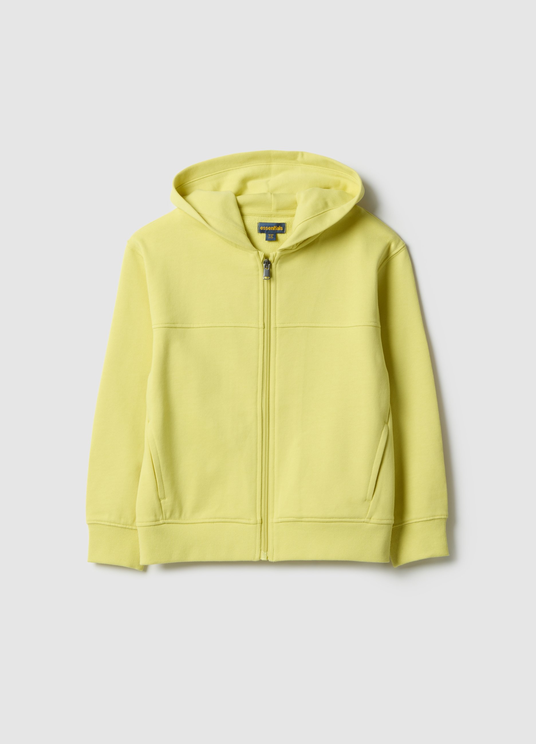 OVS KIDS, Sudadera Amarilla Con Capucha Y Cremallera Para Niños De Algodón Puro Regular Fit, Niño, Amarillo Claro, Talla: 9-10