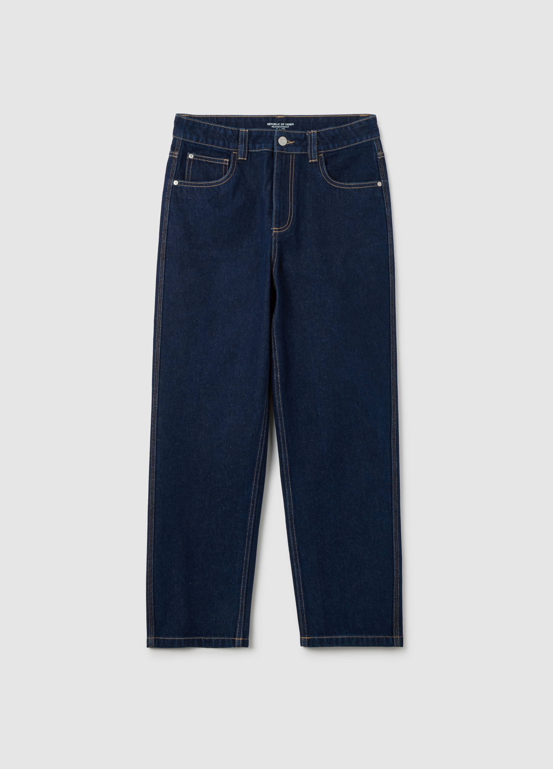 Vaqueros Para Chico En Puro Algodón Azul Corte Relajado, Niño, Azul oscuro, Talla: 13-14