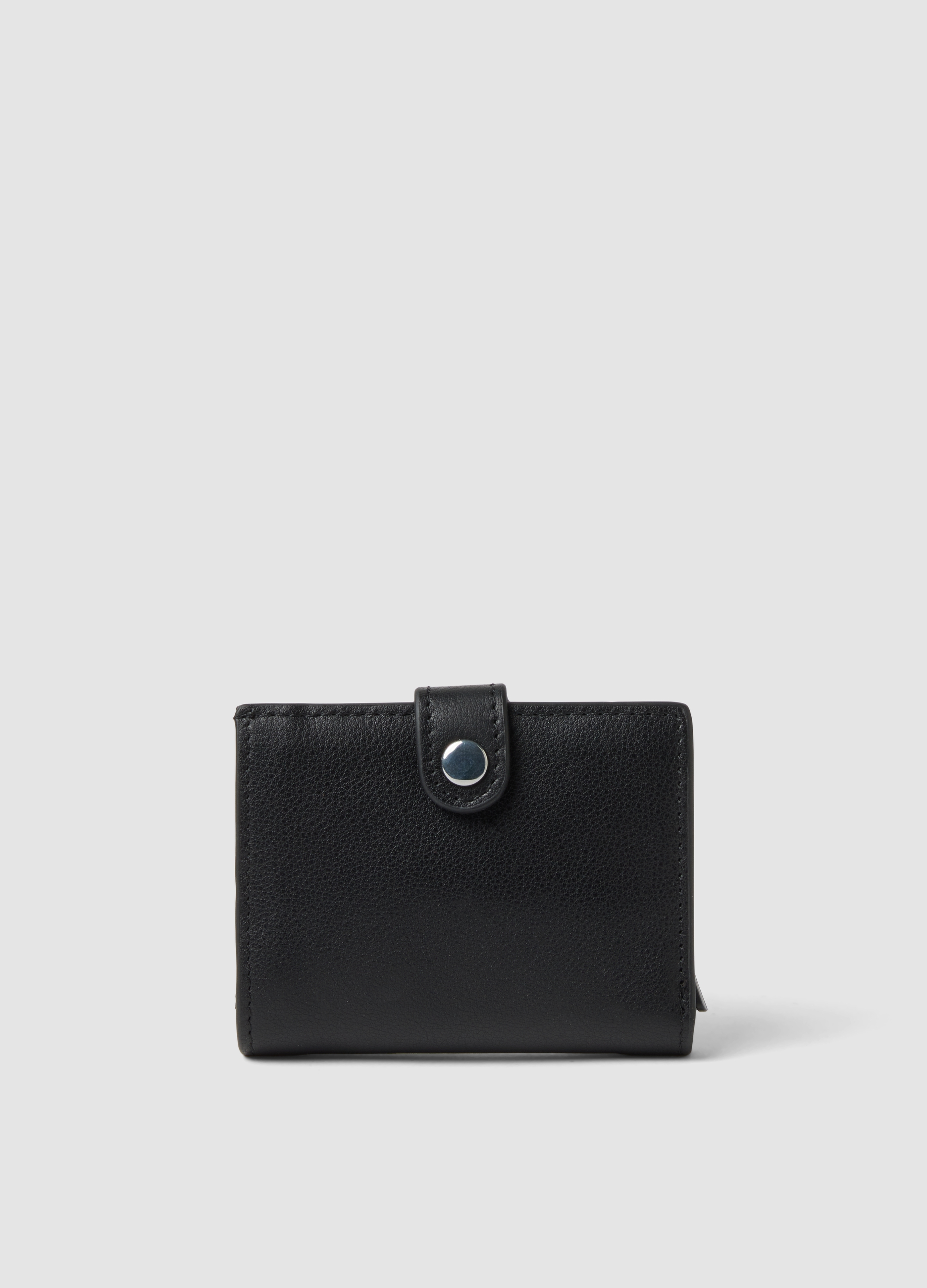 Piombo Contemporary, Portafoglio Nero In Vera Pelle Con Portacarte Rigido, Uomo, Nero, Taglia: ONE SIZE