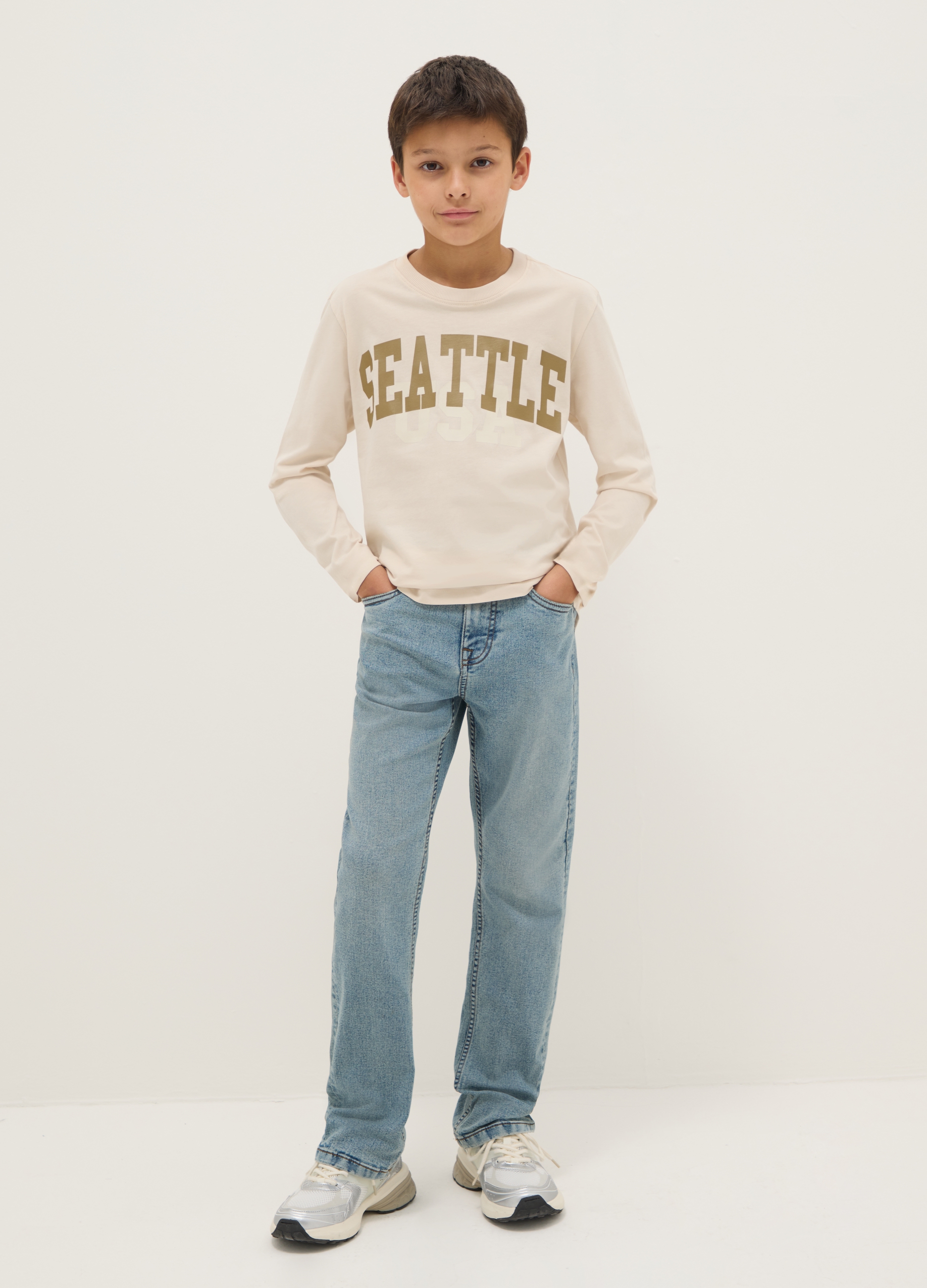 REPUBLIC OF DENIM, Vaqueros De Denim Azul Elástico Corte Regular Para Niño, Niño, Azul suave, Talla: 12-13