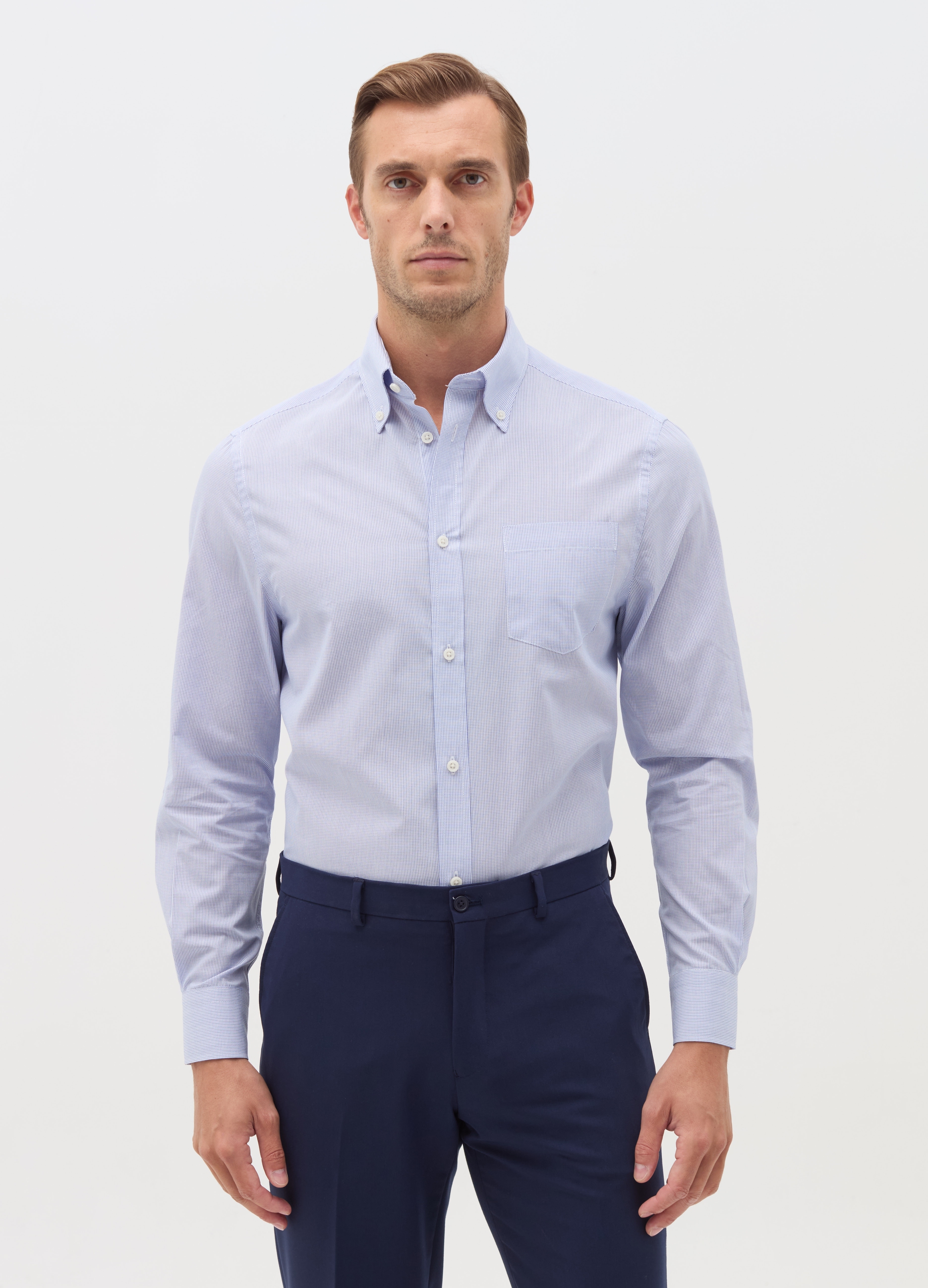 OVS, Camicia Regular Fit Micro Quadri, Uomo, Multicolor, Taglia: 44