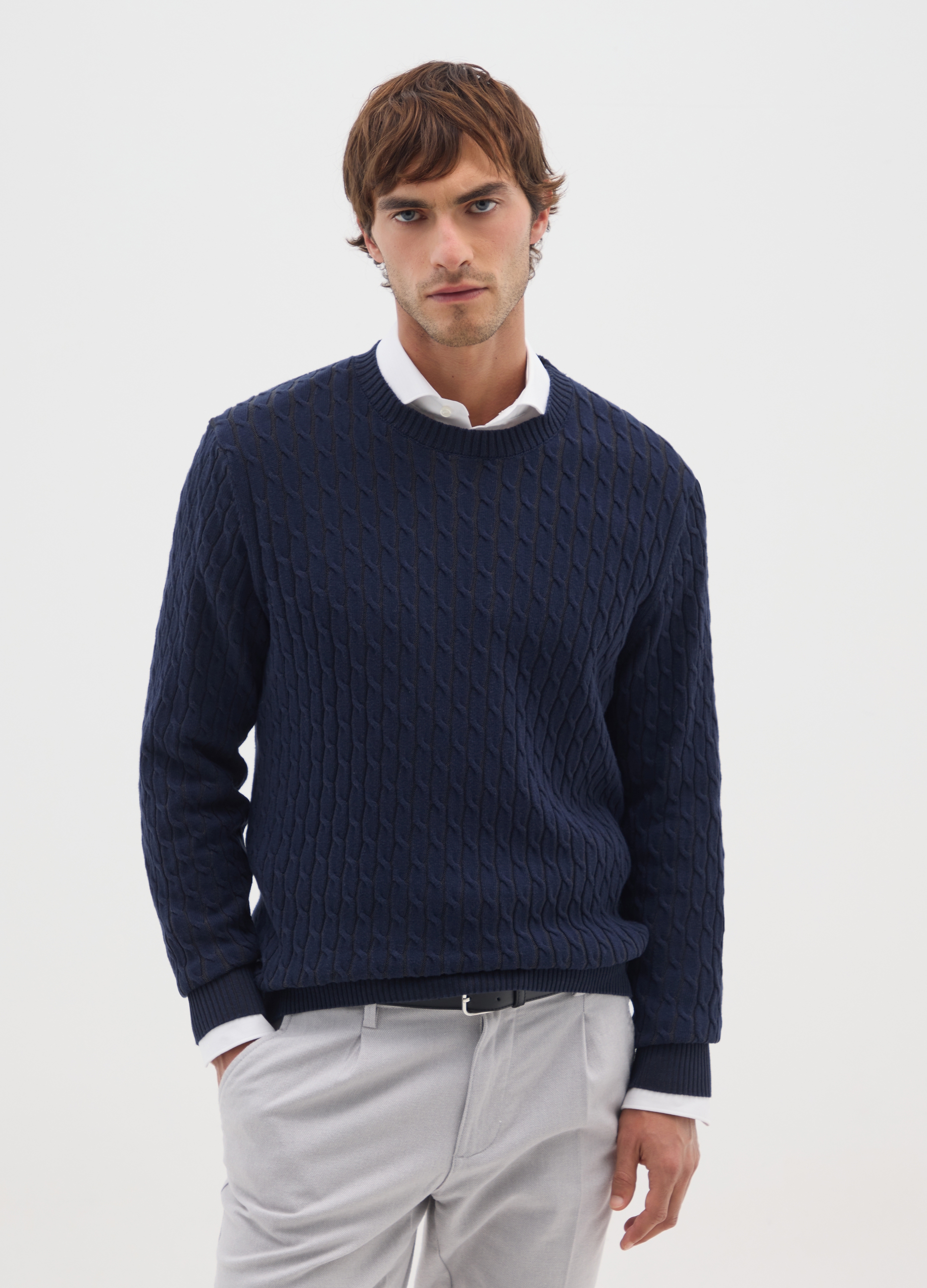 BST.1957, Maglione In Puro Cotone Blu Regular Fit, Uomo, Blu, Taglia: S