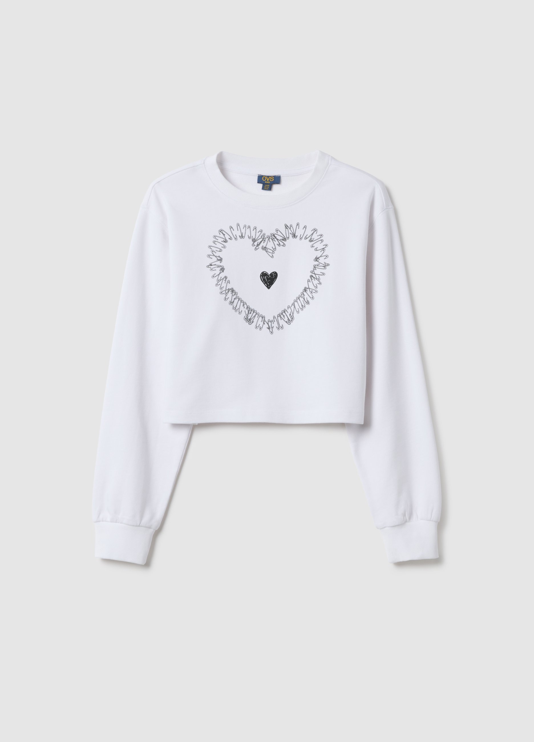 OVS KIDS, Sudadera Blanca De Algodón Puro Para Niña Ajuste Regular Con Corazón Bordado, Niña, Blanco óptico, Talla: 10-11