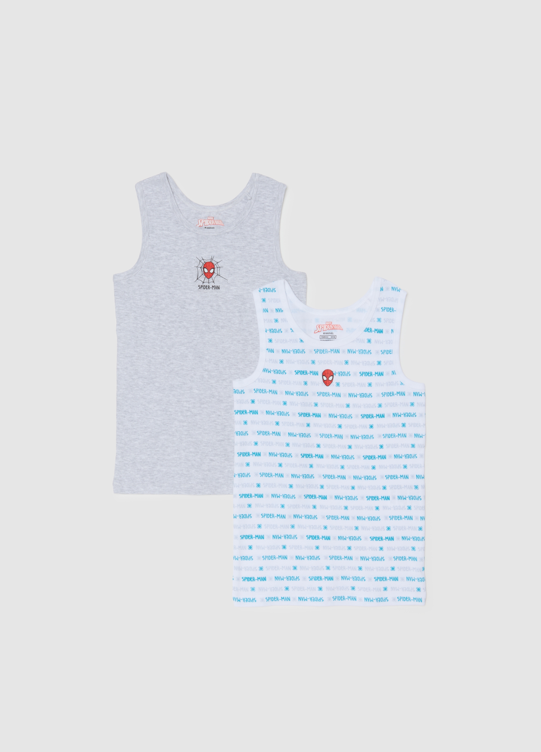 Set Bipack Canotte Da Bambino In Puro Cotone Multicolor Regular Fit, Niño, Blanco/gris, Talla: 7-8