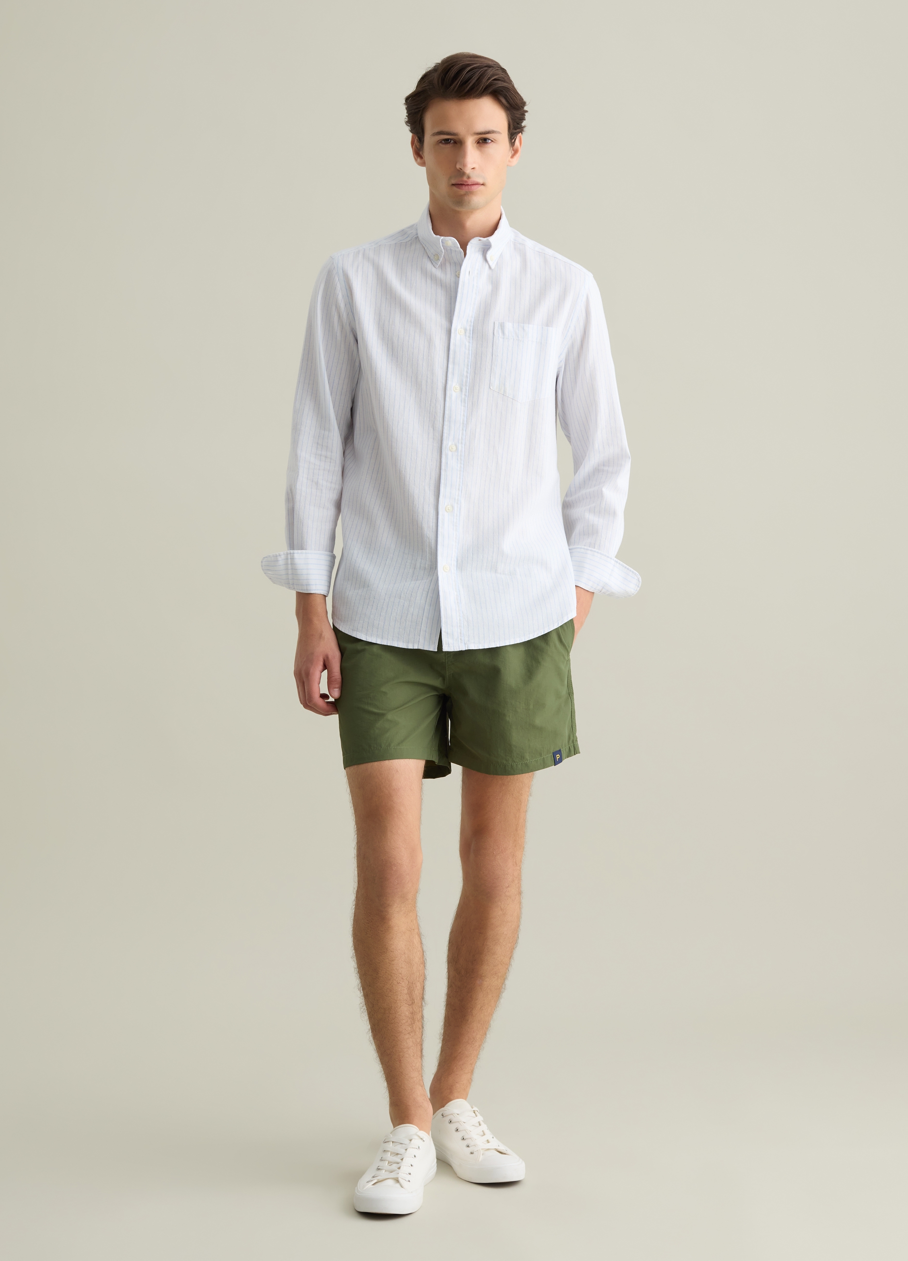 PIOMBO, Boxer Mare Da Uomo In Misto Verde Regular Fit Con Vita Elastica, Verde, Taglia: S