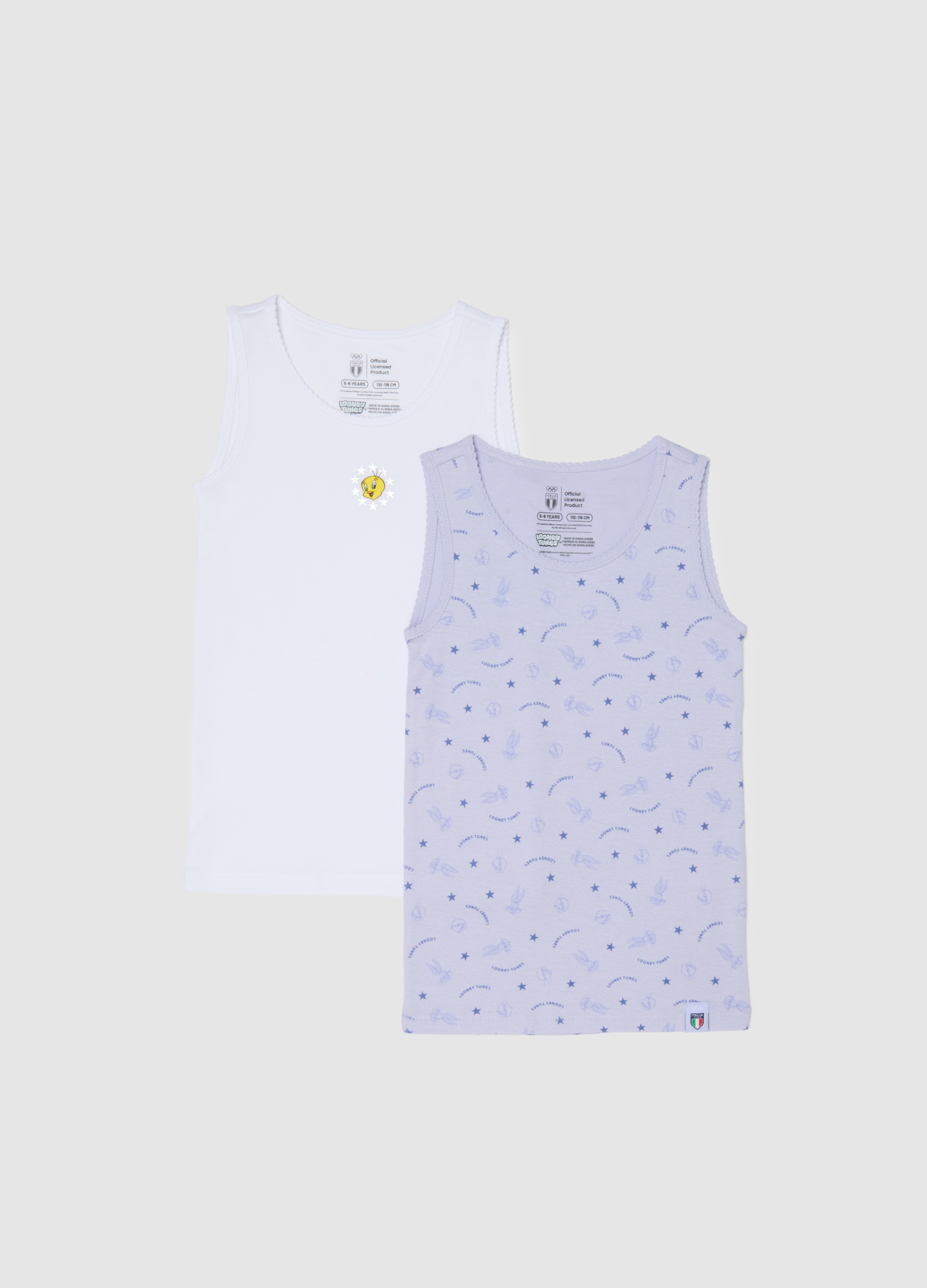 Bipack De Camisetas De Tirantes Multicolor Para Niñas En Algodón Puro Ajuste Regular, Niña, Blanco/morado, Talla: 7-8