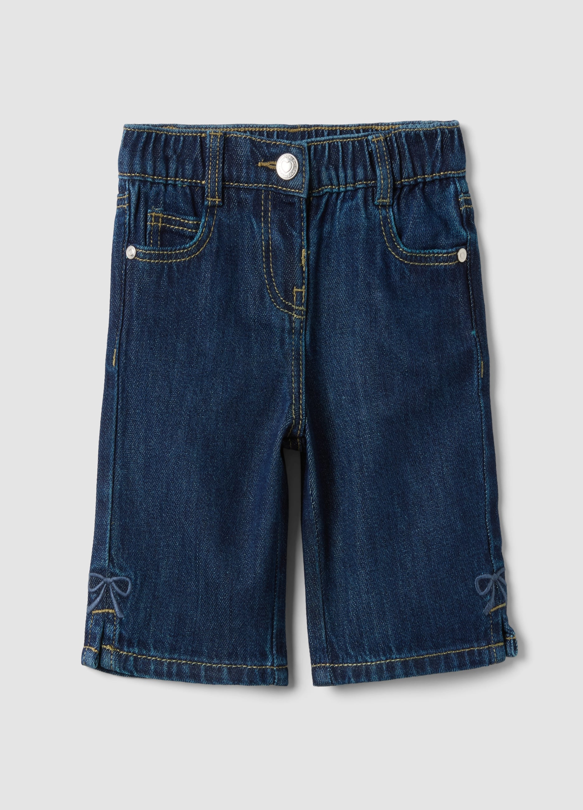 FAGOTTINO, Pantaloni Denim Blu In Misto Cotone E Viscosa Wide Leg Per Neonata, Blu, Taglia: 3-6