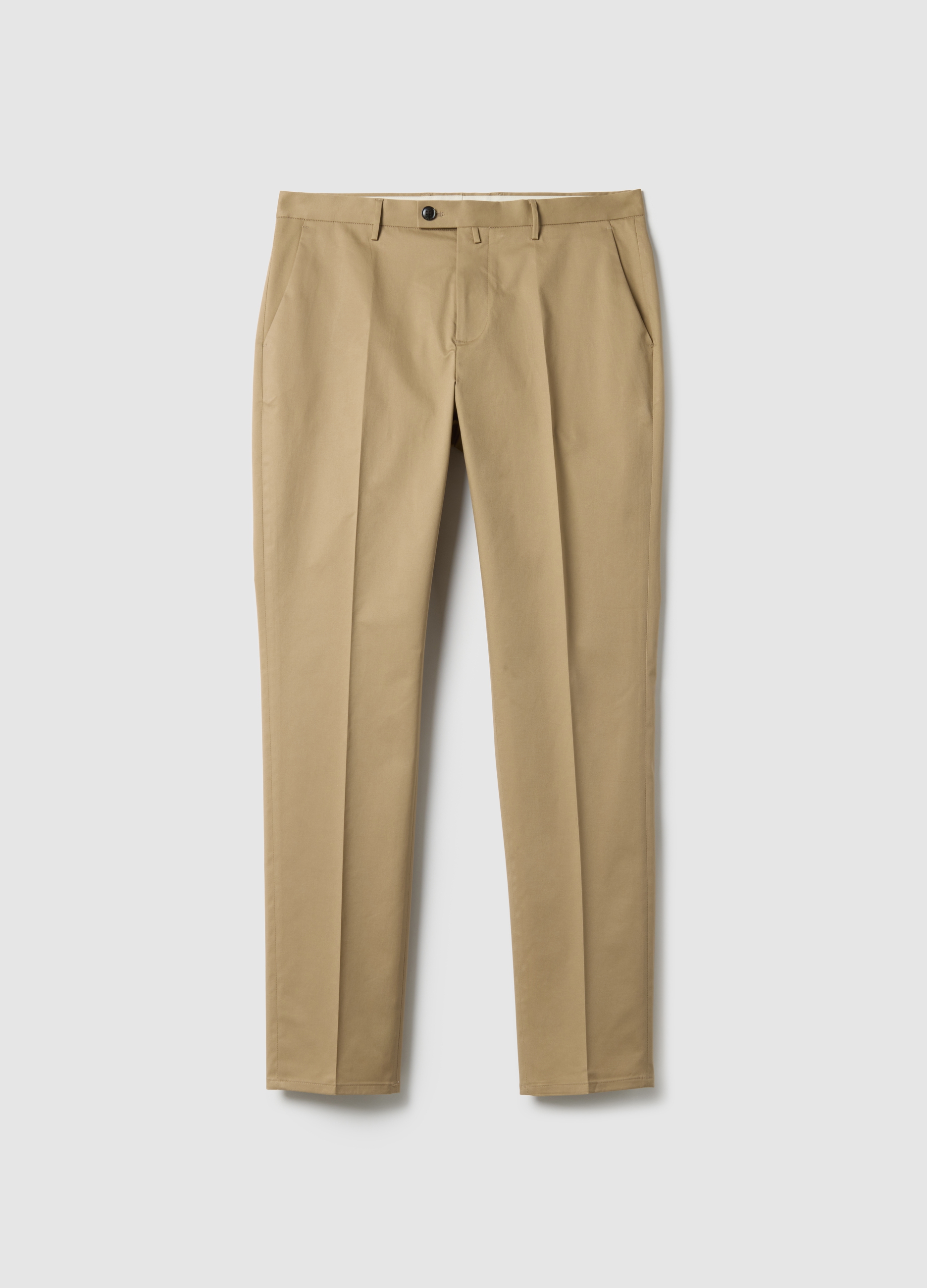 Piombo Contemporary, Pantalones Beige De Algodón Elástico Corte Regular, Hombre, Beige Jaspeado, Talla: 48