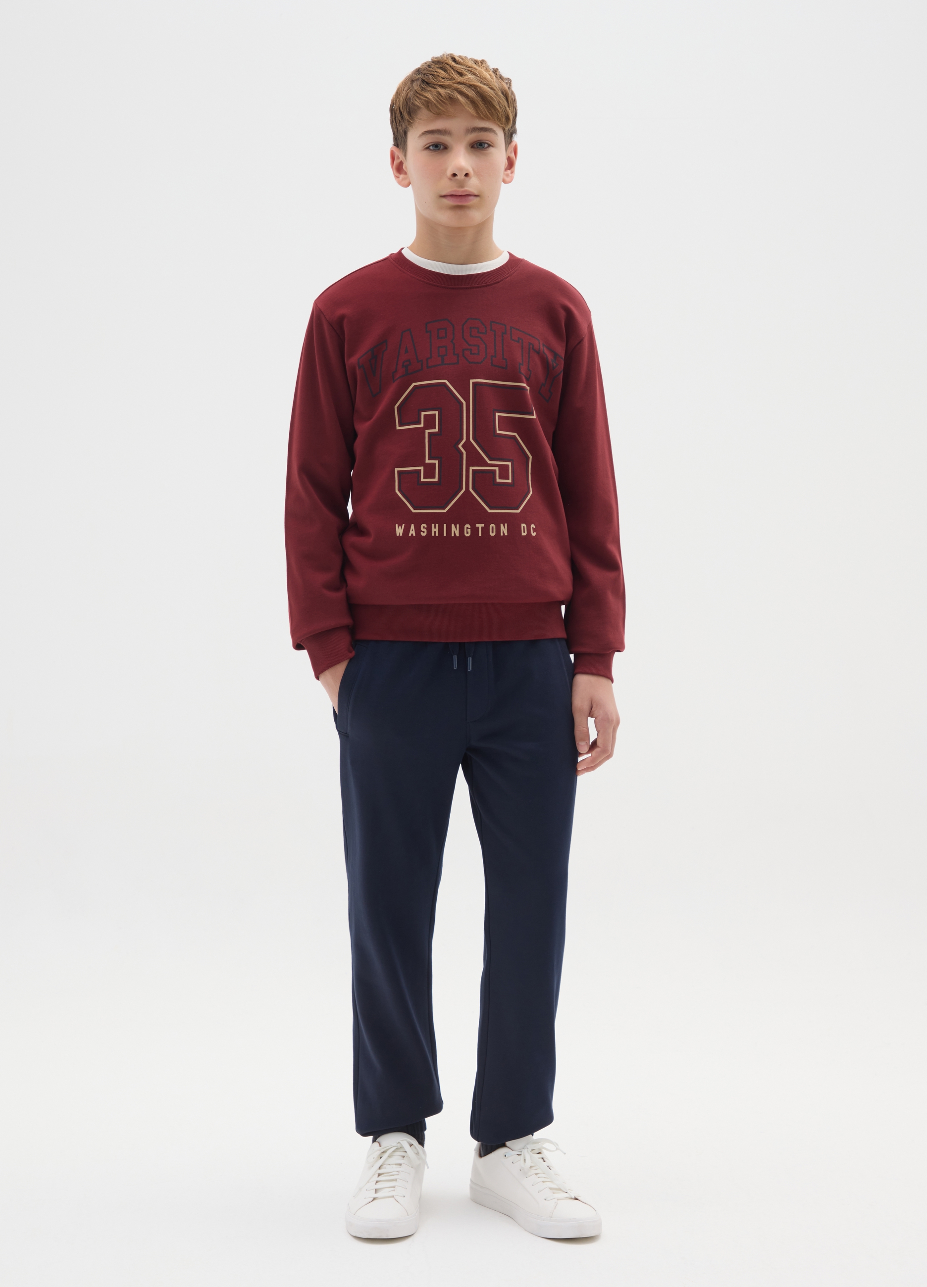 OVS KIDS, Pantalones Jogger Para Chicos En Algodón Azul Puro Ajuste Regular, Niño, Azul oscuro, Talla: 11-12