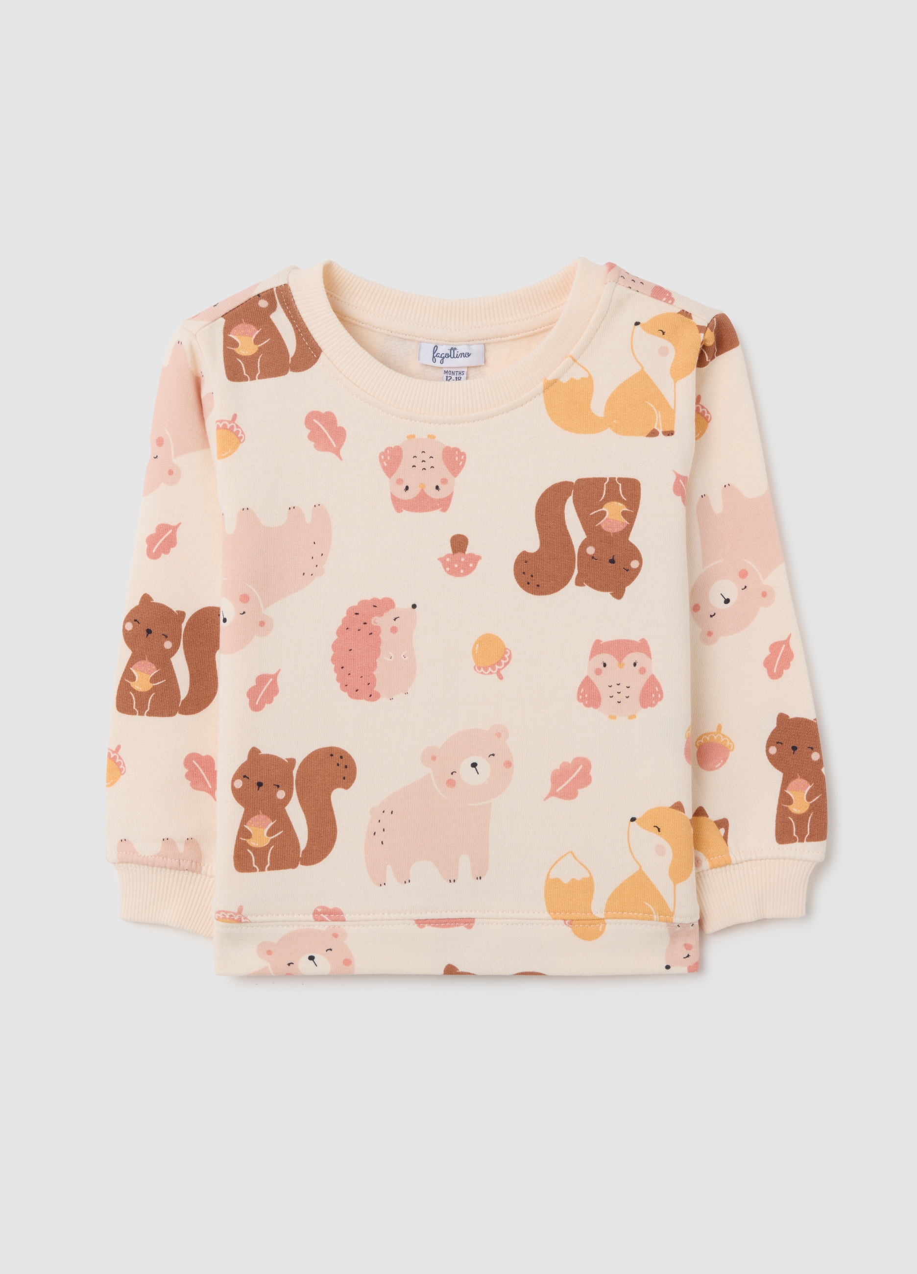 FAGOTTINO, Felpa Da Bambina In Puro Cotone Beige Regular Fit, Beige, Taglia: 18-24