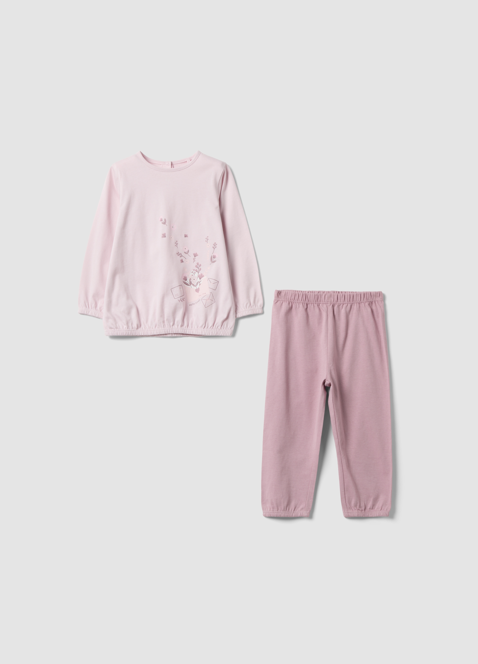 FAGOTTINO, Pigiama Rosa In Puro Cotone Jersey Organico Con Maglia E Pantaloni Per Neonata E Bimba, Bambina, Rosa, Taglia: 12-18