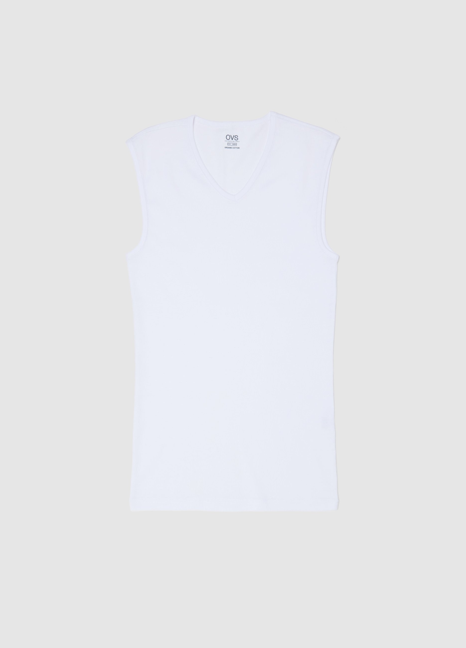 Camiseta Sin Mangas Blanca De Algodón Puro Ajuste Regular Con Tirantes Anchos, Hombre, Blanco óptico, Talla: XXL