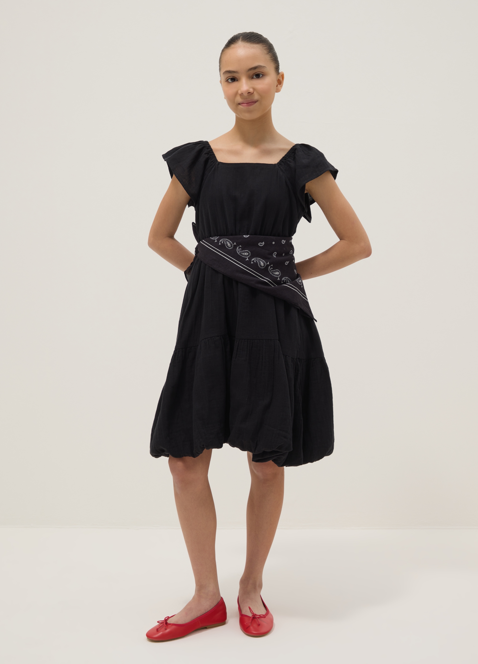 OVS KIDS, Abito Nero Con Collo A Barca In Puro Cotone Wide Fit, Niña, Negro, Talla: 12-13