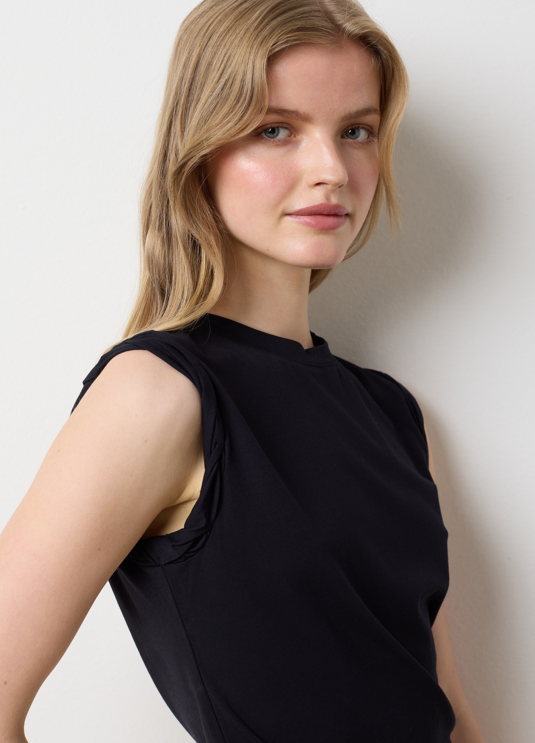 OVS, Canotta Nera Con Dettaglio Arrotolato, Donna, Nero, Taglia: L