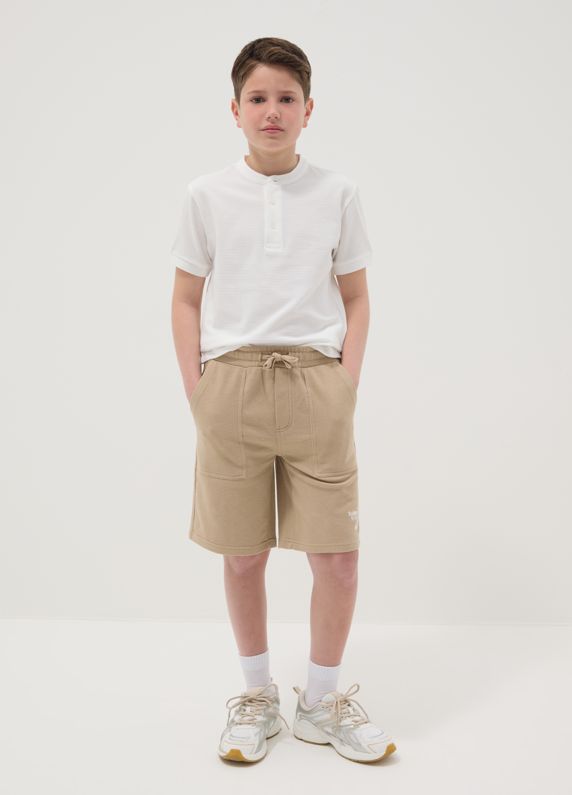 OVS KIDS, Pantalones Cortos Beige De Algodón Puro Para Niño, Ajuste Regular, Niño, Beige Oscuro, Talla: 12-13