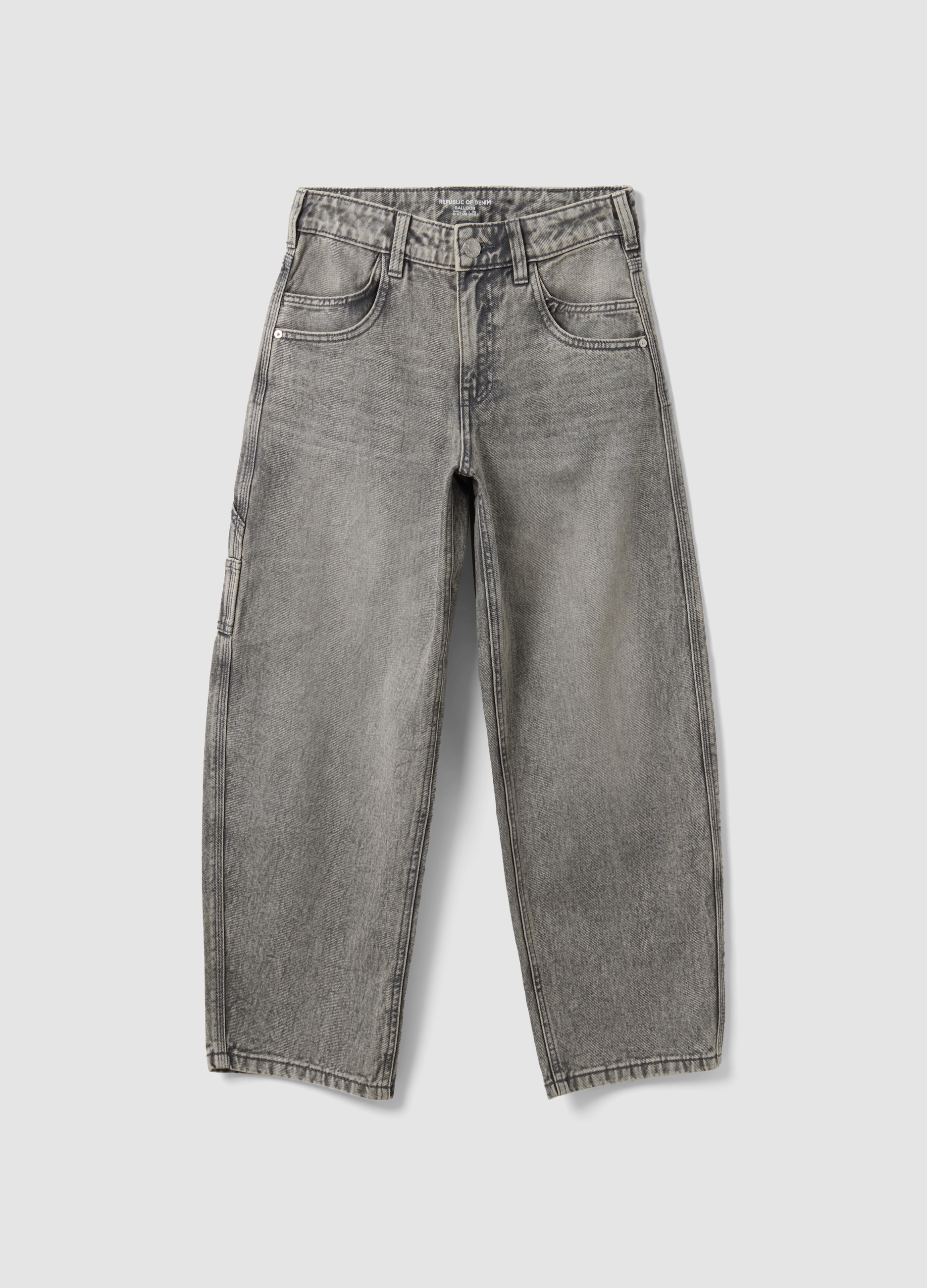 REPUBLIC OF DENIM, Jeans Denim Grigi In Puro Cotone Balloon Fit, Bambina, Grigio, Taglia: 12-13