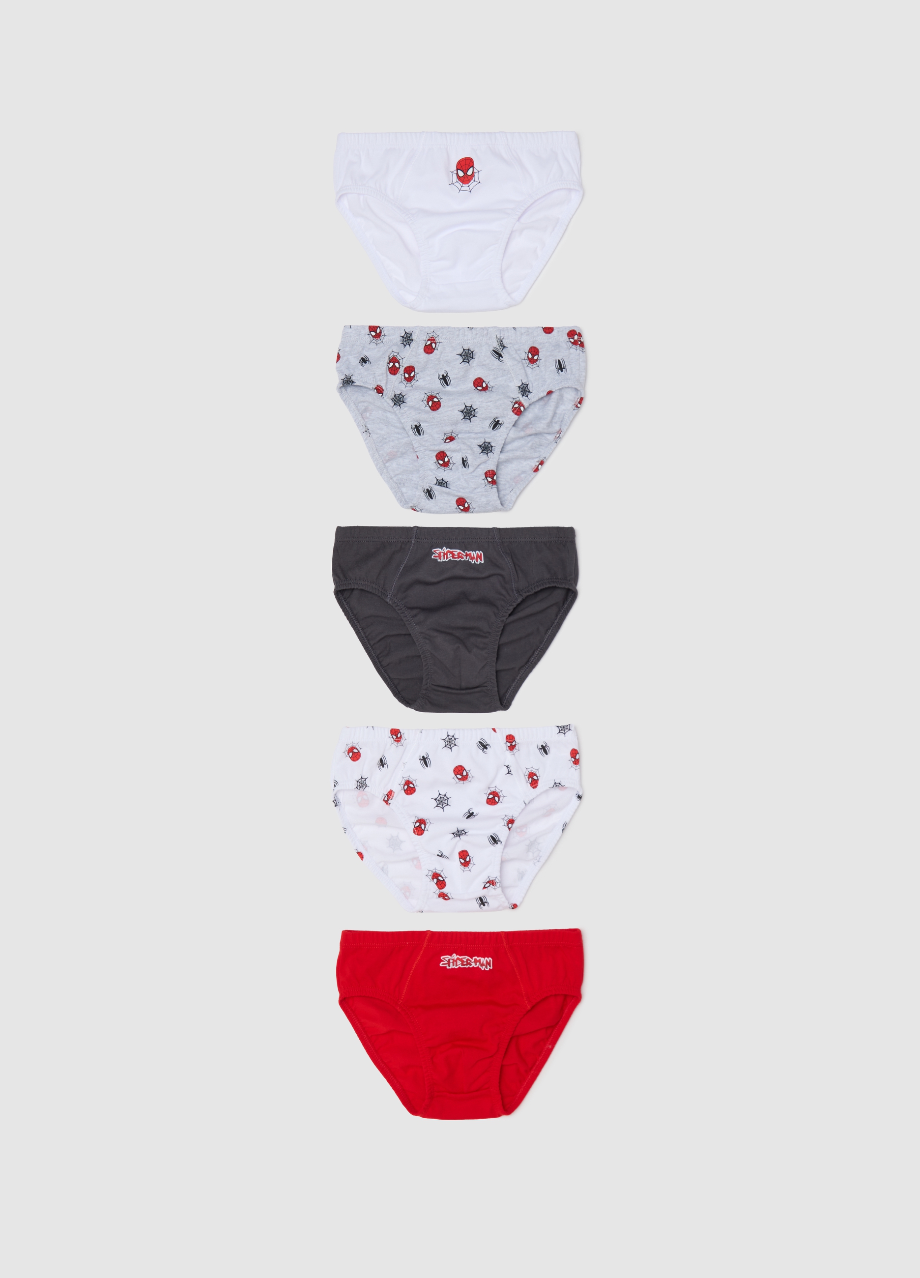 OVS, Set Cinque Slip Con Fantasia Spiderman, Bambino, Multicolor, Taglia: 3-4