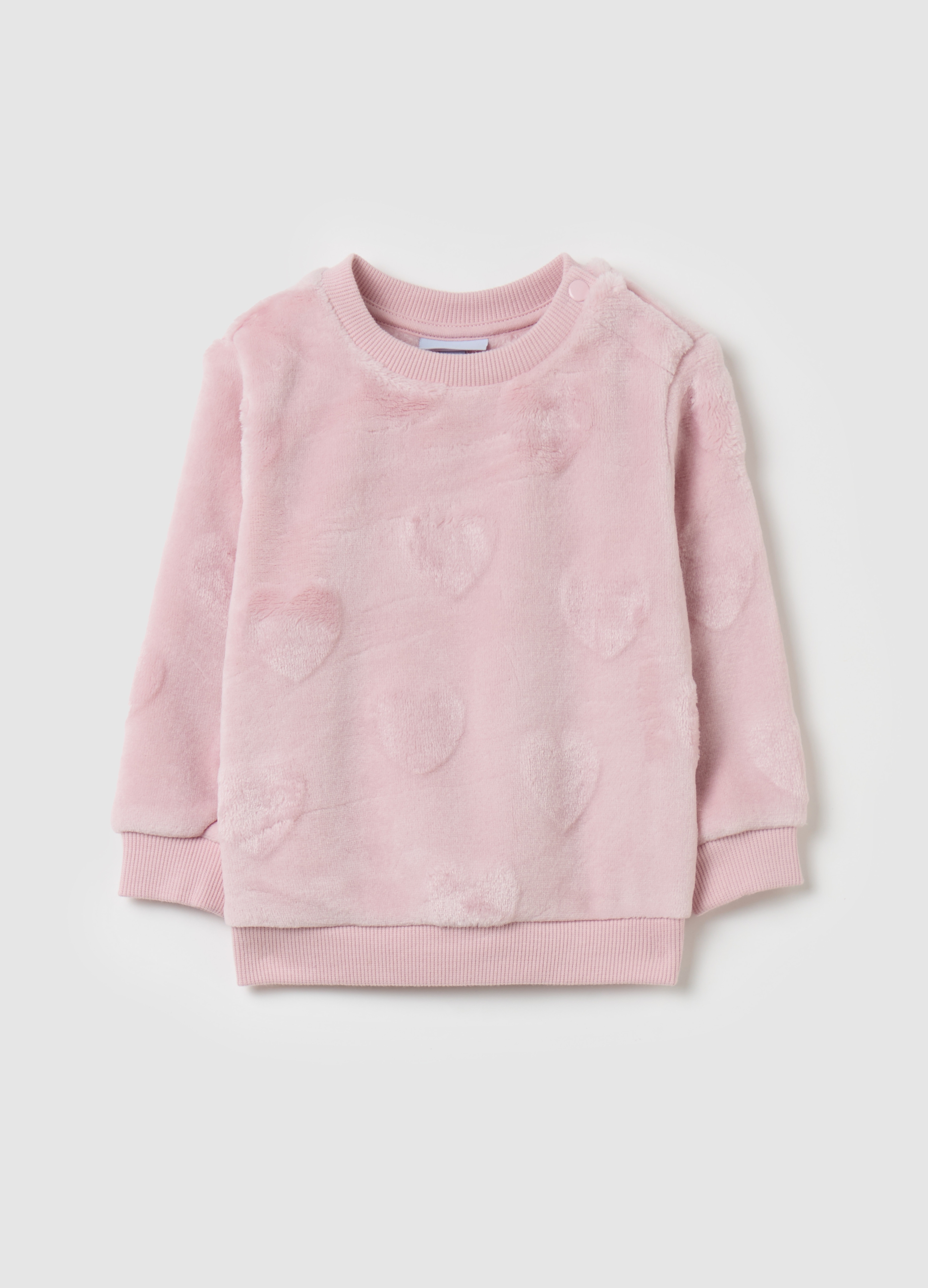 FAGOTTINO, Sudadera De Pelo Sintético Estampado Corazones En Relieve, Niña, Rosa claro, Talla: 12-18