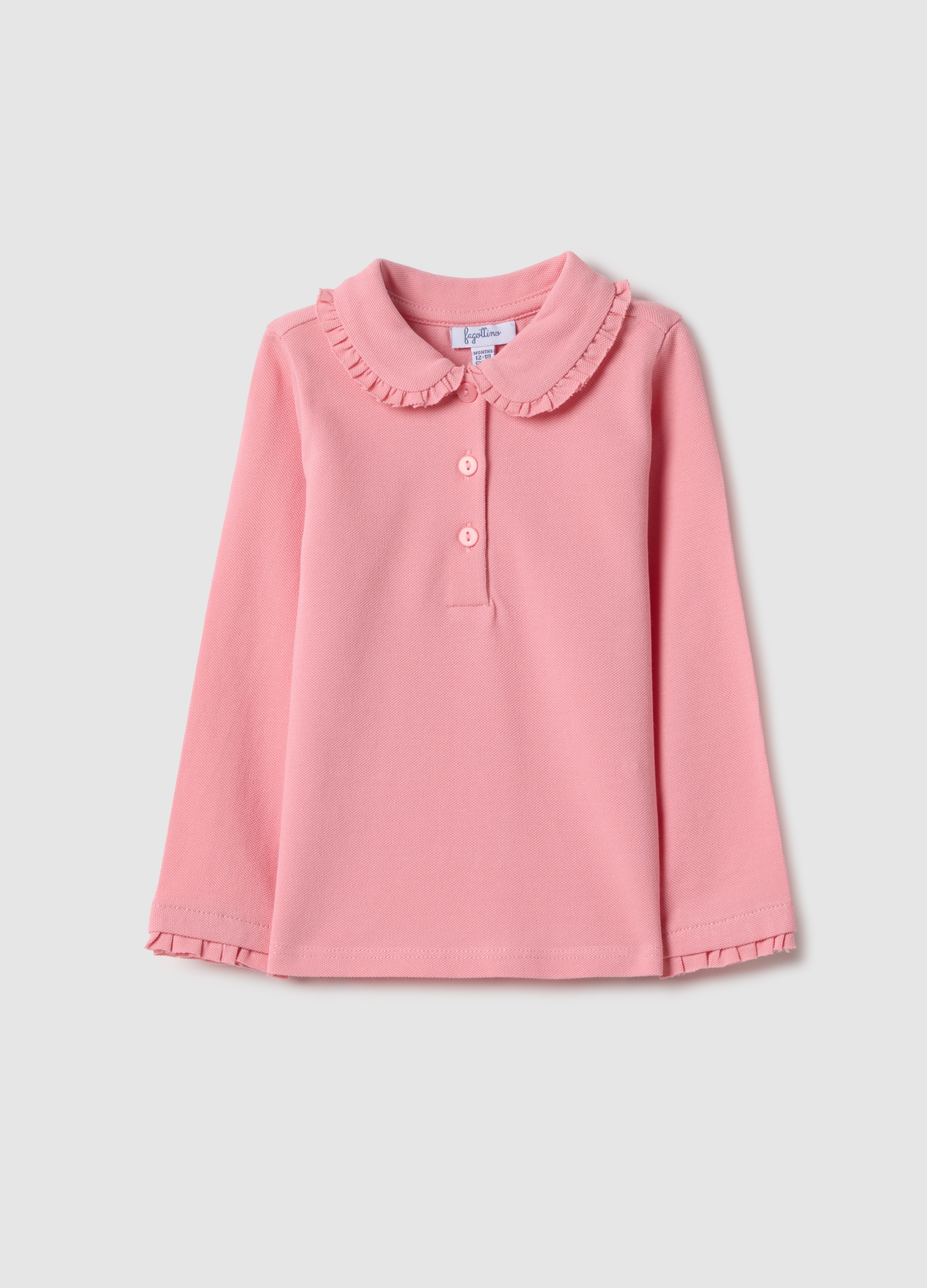 FAGOTTINO, Polo In Puro Cotone Rosa Da Bimba Regular Fit Con Dettagli Arricciati, Bambina, Rosa, Taglia: 9-12