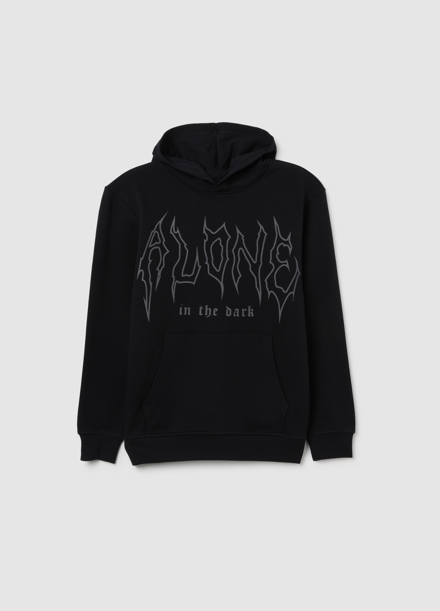 OVS KIDS, Sudadera Negra De Niño En Algodón Puro De Ajuste Regular Con Inscripción, Niño, Gunmetal, Talla: 10-11