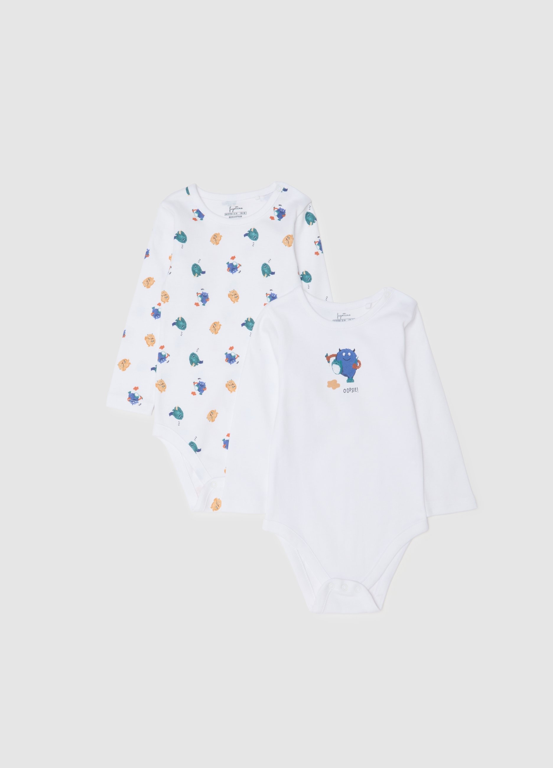 OVS, Bipack Di Body Da Neonato In Puro Cotone Bianco Con Stampa, Junge, Eisweiß, Größe: 9-12