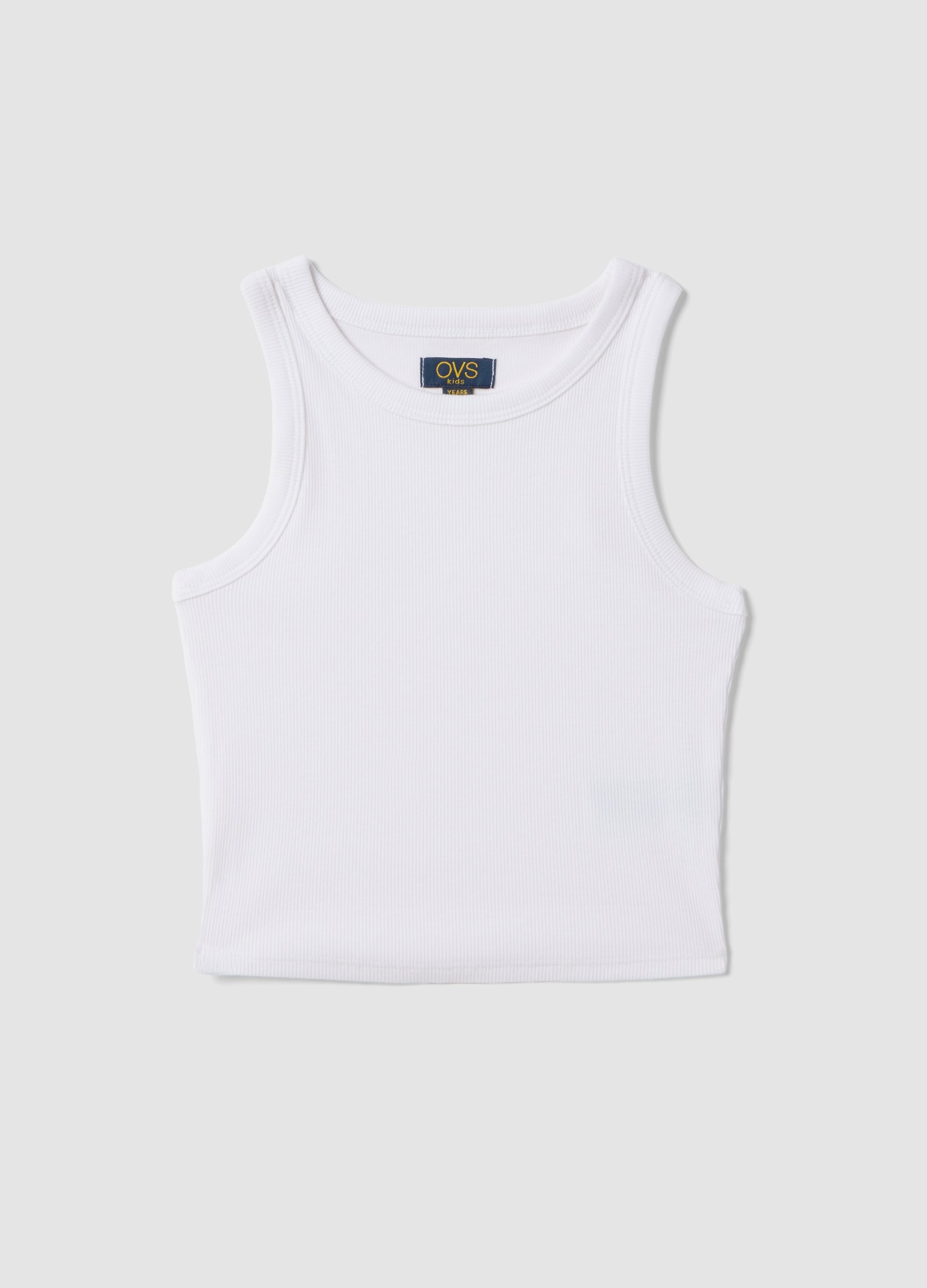 OVS KIDS, Canotta Fitted Bianca In Cotone Elasticizzato A Coste Da Ragazza, Niña, Blanco óptico, Talla: 13-14