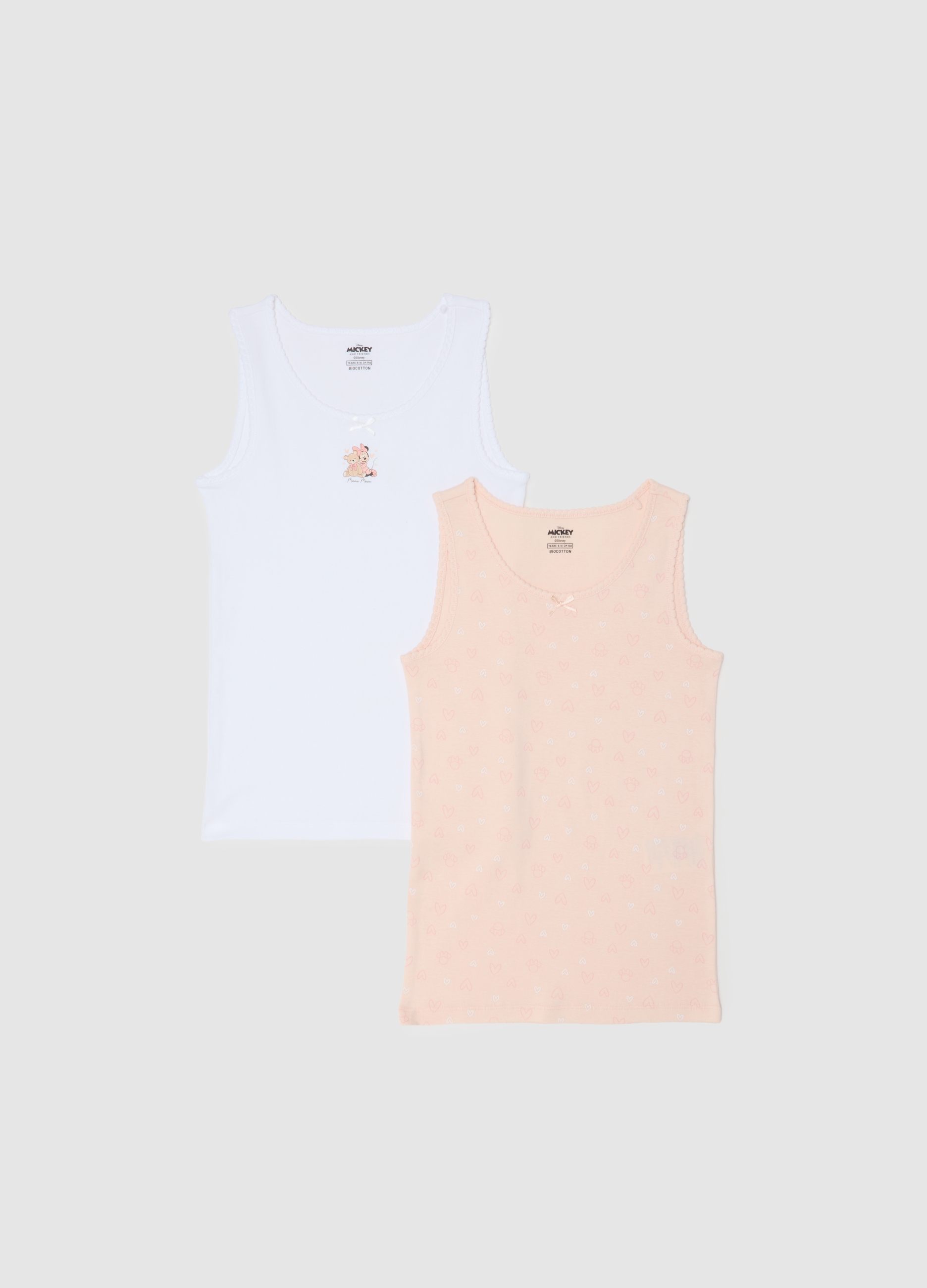 Set Bipack Magliette Da Bambina In Puro Cotone Multicolor Regular Fit, Niña, Blanco/rosa, Talla: 9-10