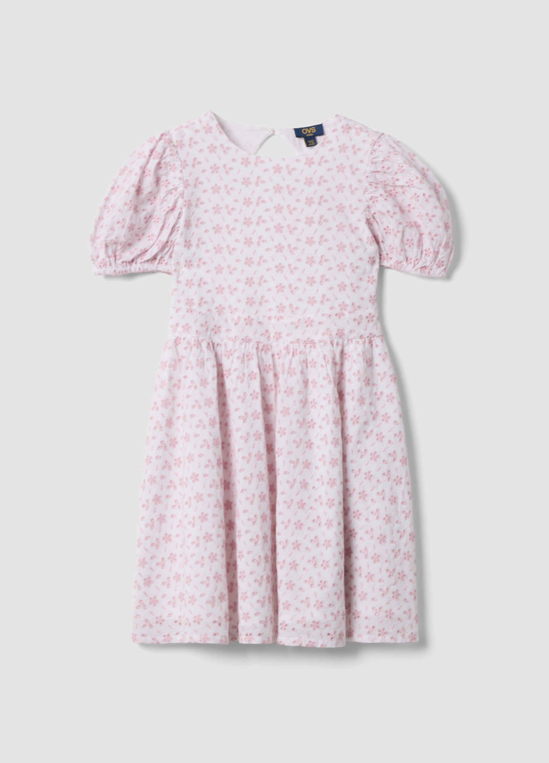 OVS KIDS, Vestido Rosa De Puro Algodón Con Bordado Inglés, Niña, Rosa, Talla: 4-5