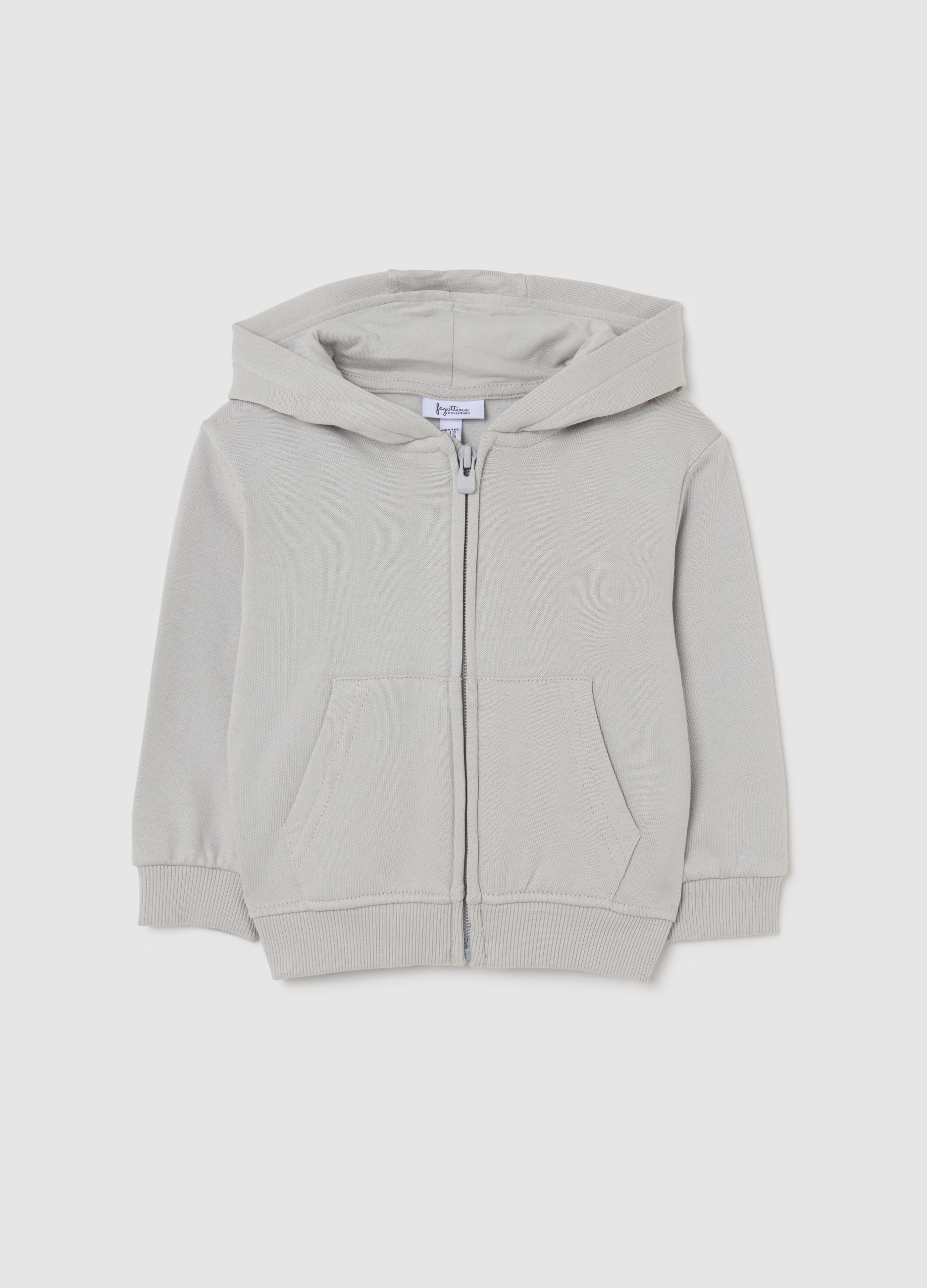 FAGOTTINO, Sudadera Gris Para Niños En Algodón Puro Ajustada Regular Con Capucha Y Cremallera, Niño, Gris claro, Talla: 30-36