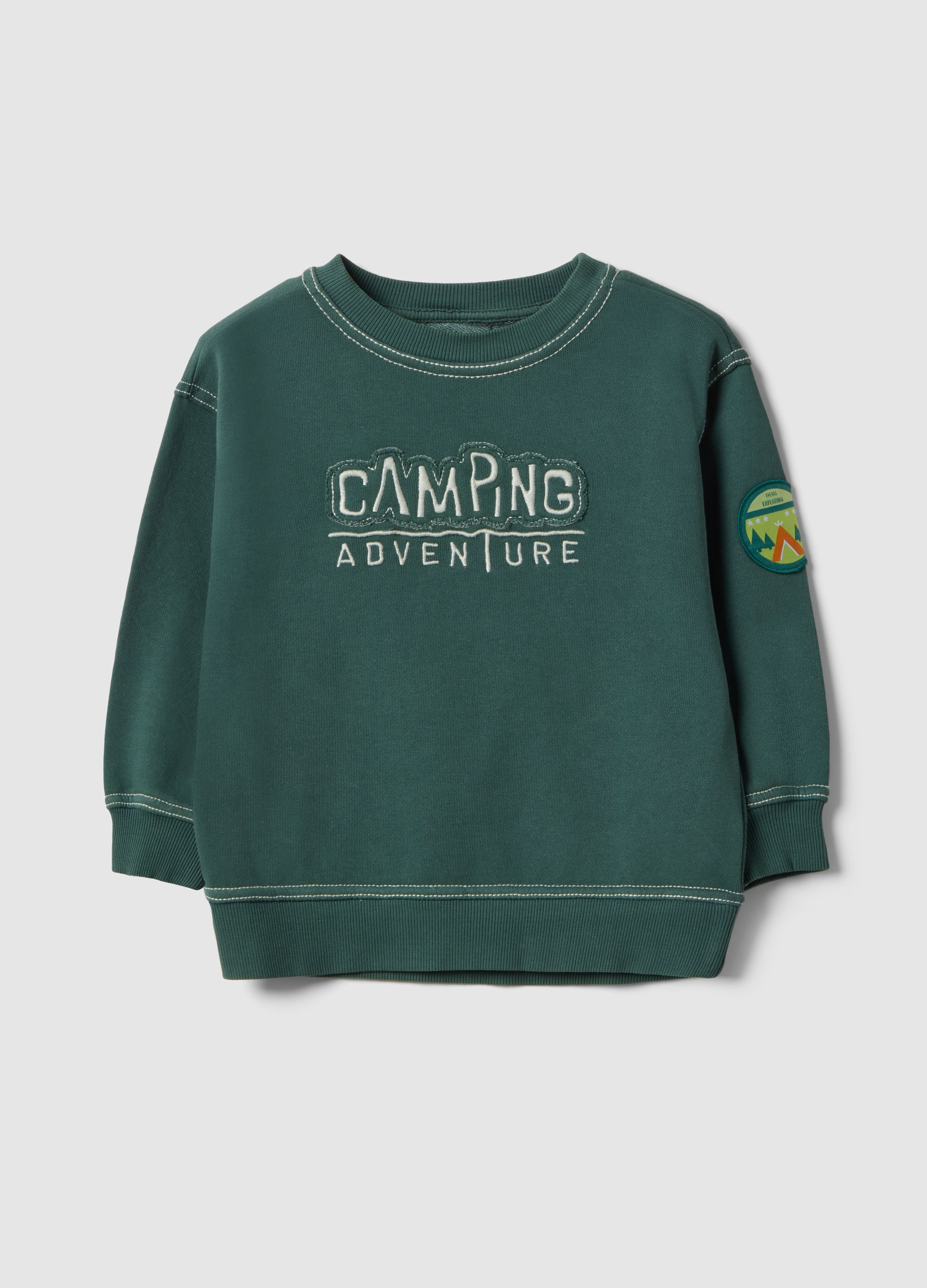 OVS KIDS, Sudadera Verde Para Niños En Mezcla De Algodón De Ajuste Holgado Con Bordados, Niño, Verde oscuro, Talla: 4-5