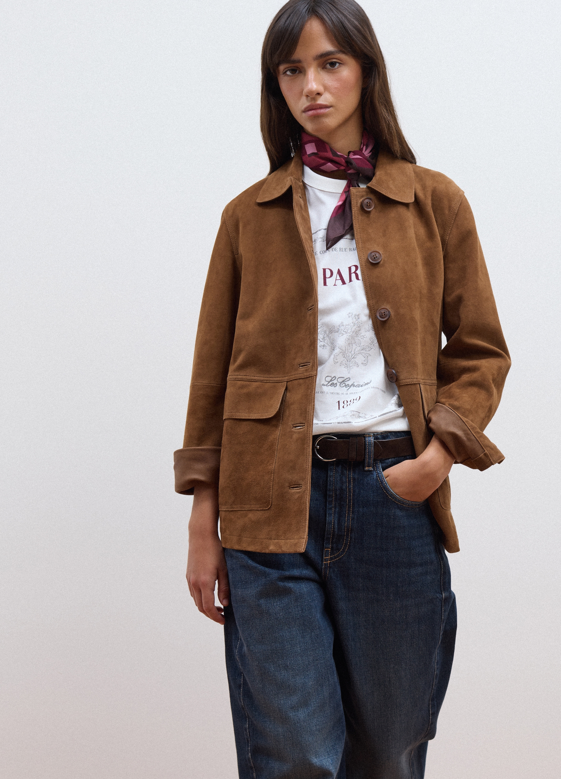 LES COPAINS, Giacca Marrone In Vera Pelle Regular Fit, Donna, Marrone, Taglia: S