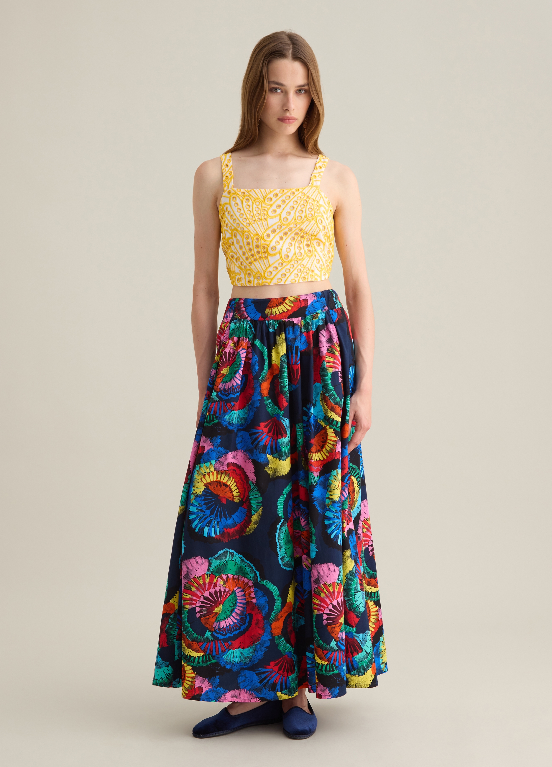 PIOMBO, Top Cropped Da Donna In Puro Cotone Multicolor Regular Fit, Multicolor, Taglia: M