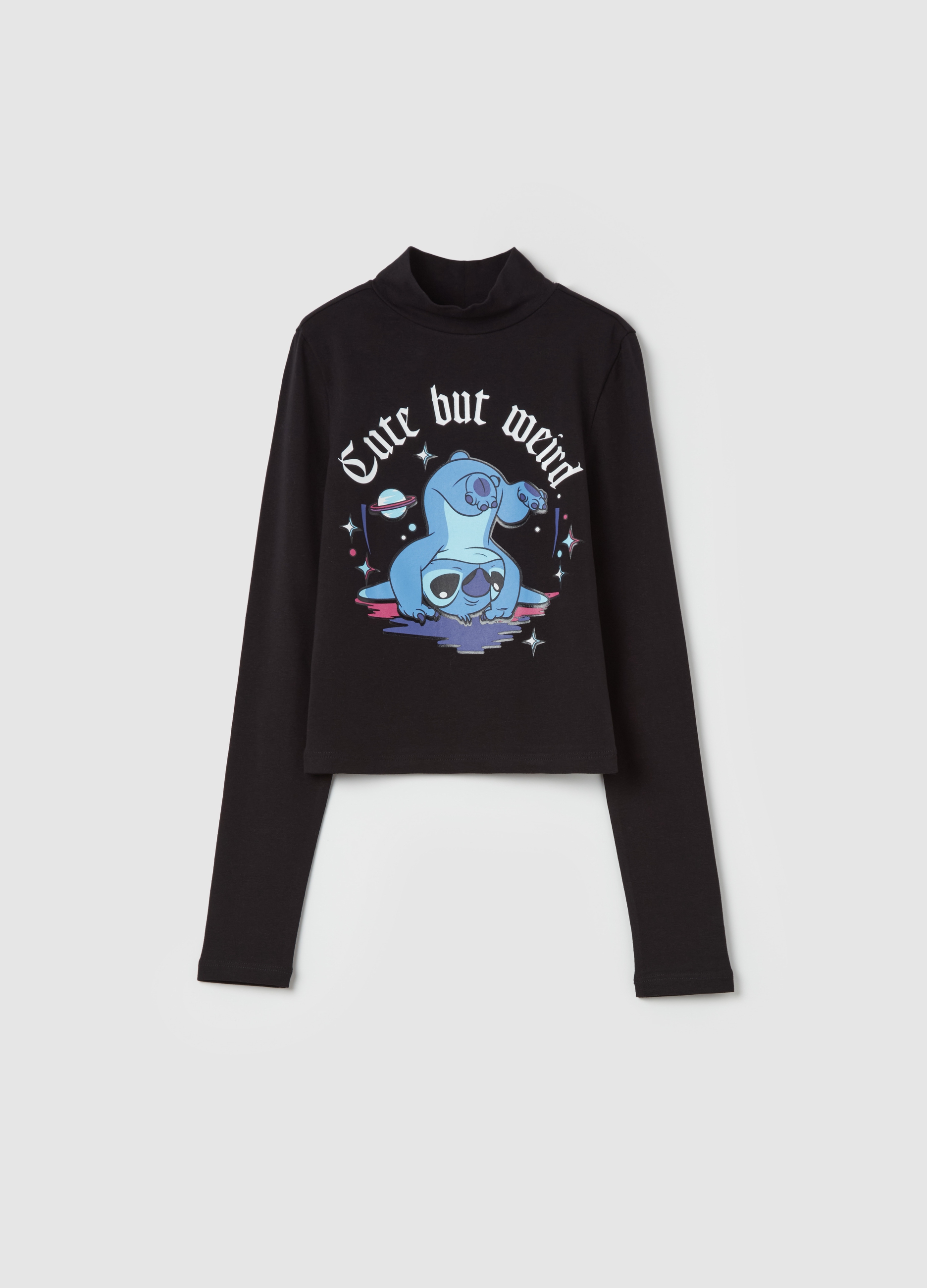 OVS KIDS, T-shirt Crop Con Stampa Stitch, Bambina, Nero, Taglia: 10-11