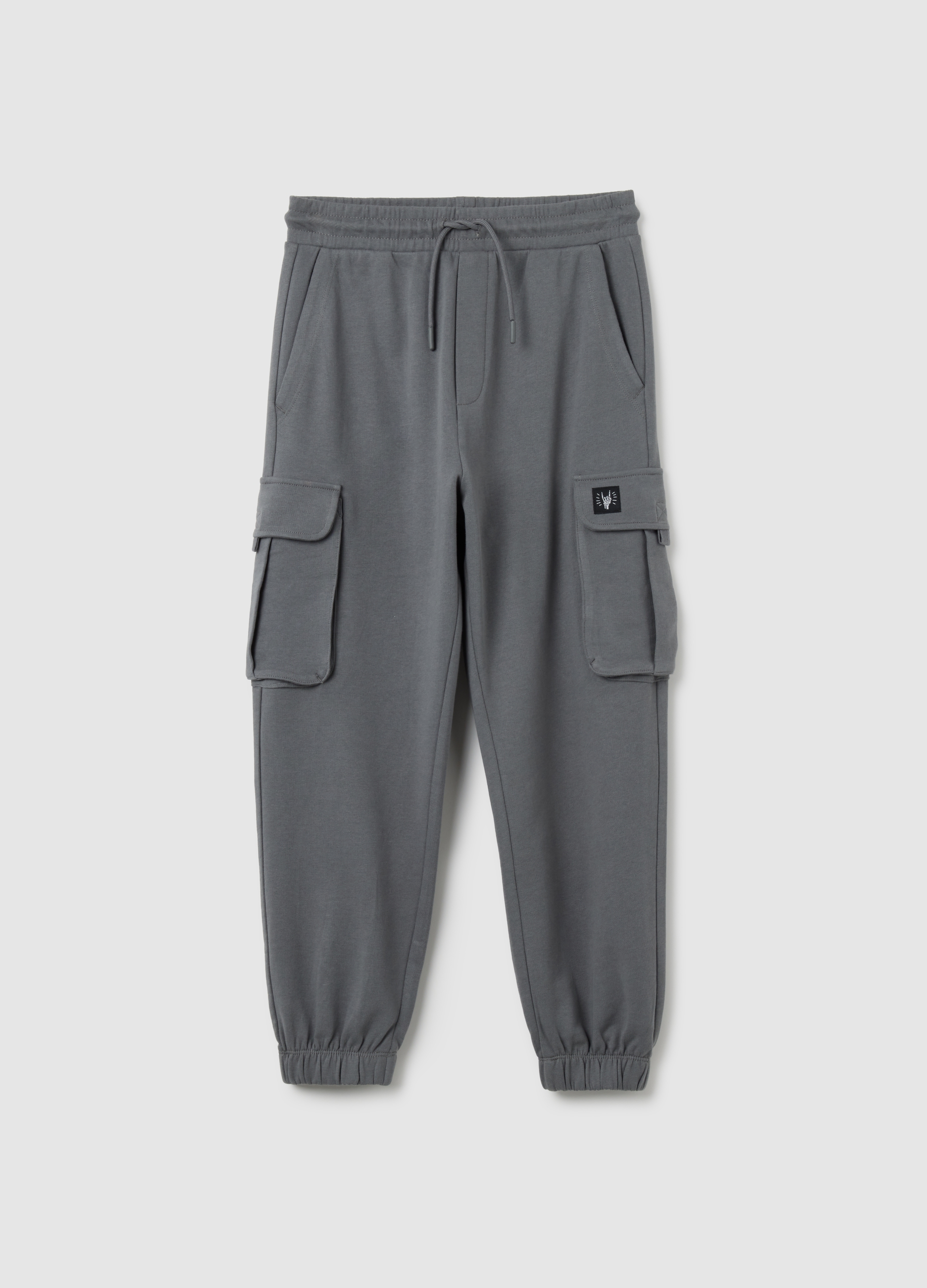 OVS KIDS, Jogger De Niño En Algodón Puro Negro Ajuste Regular, Niño, Gris claro, Talla: 14-15