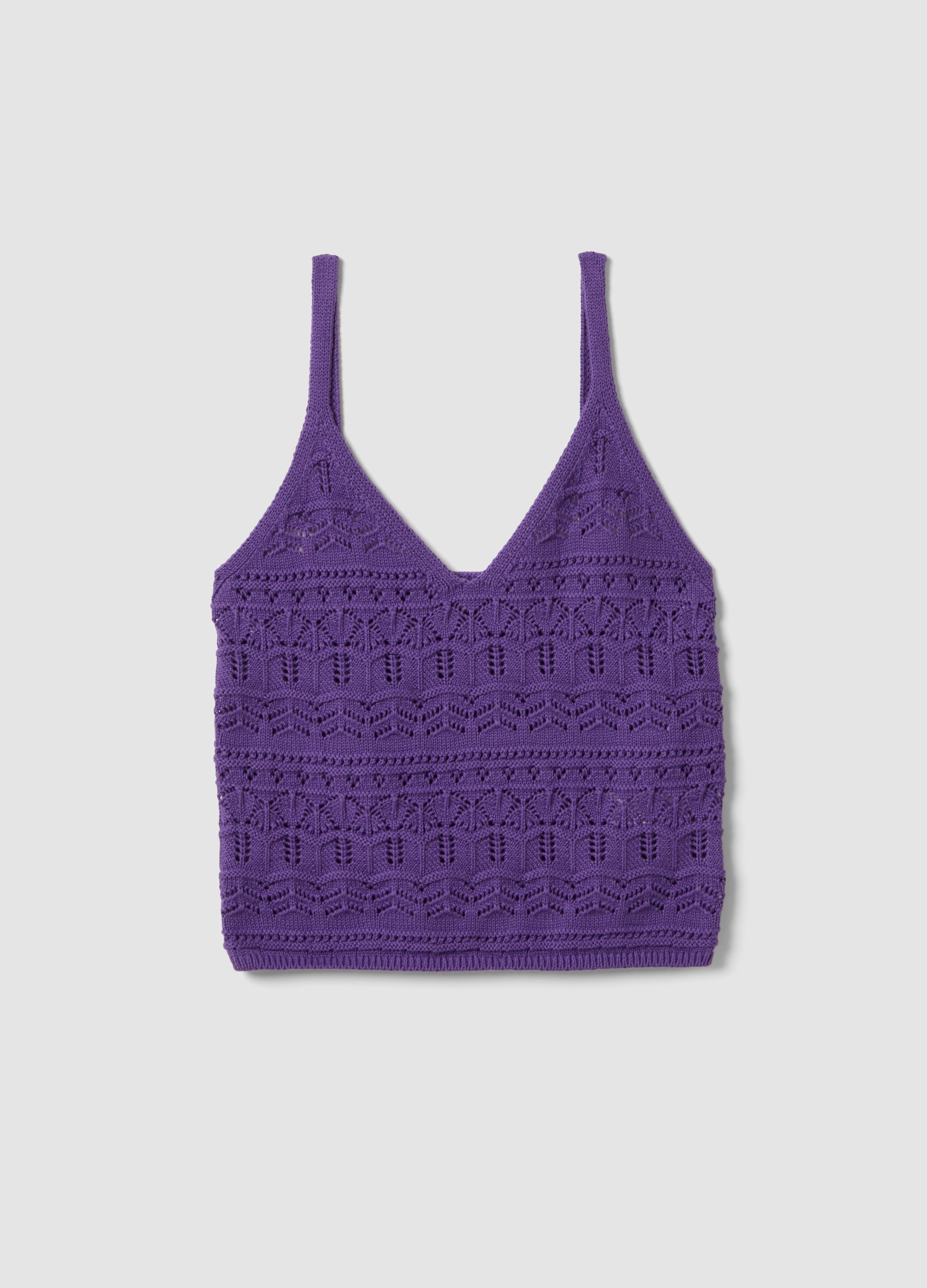 PIOMBO, Camiseta De Tirantes Morada De Algodón Puro Regular Fit Con Punto, Mujer, Morado, Talla: 36