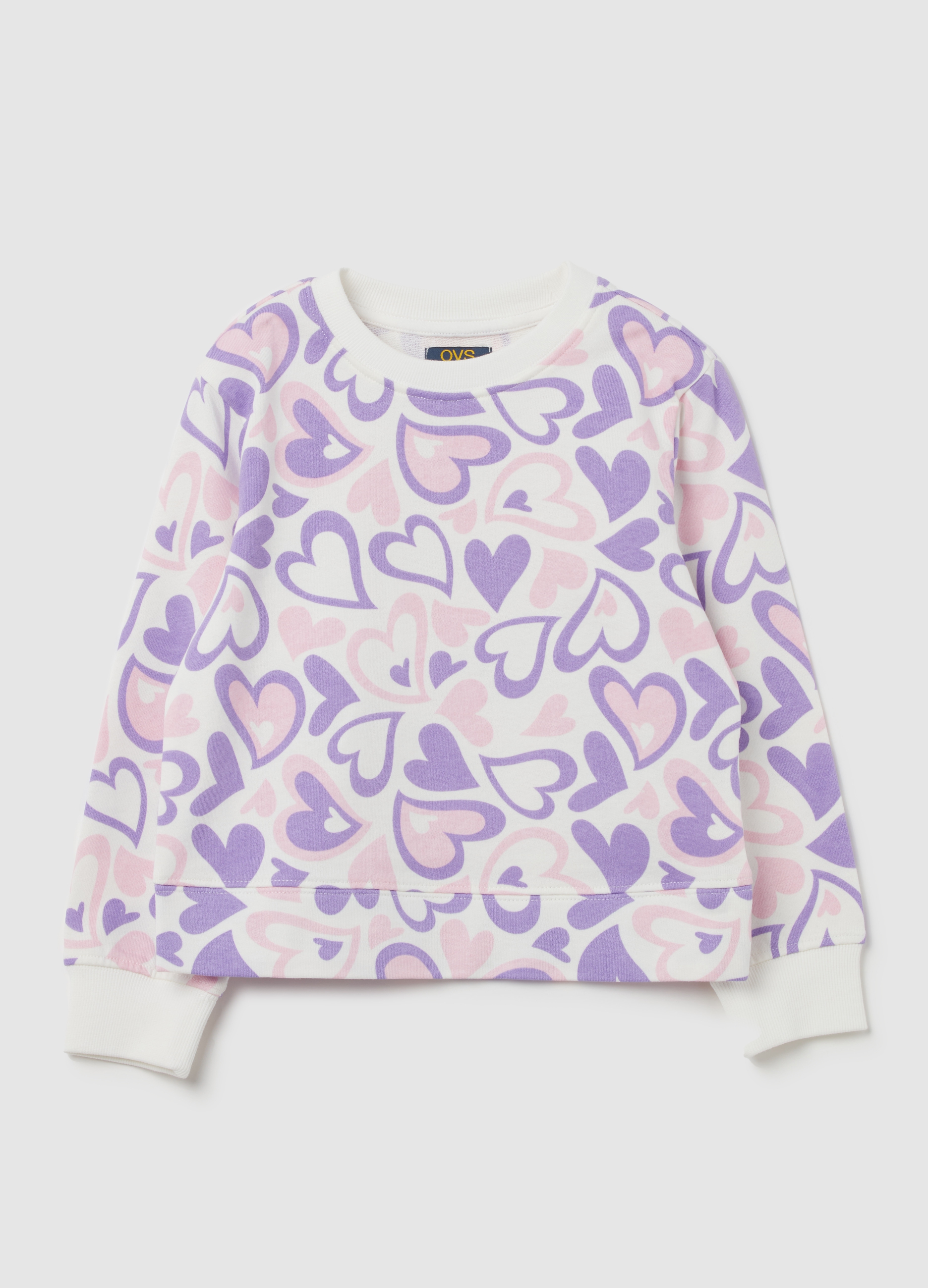 Sudadera De Tejido Rizado Con Estampado, Niña, Blanco óptico, Talla: 3-4