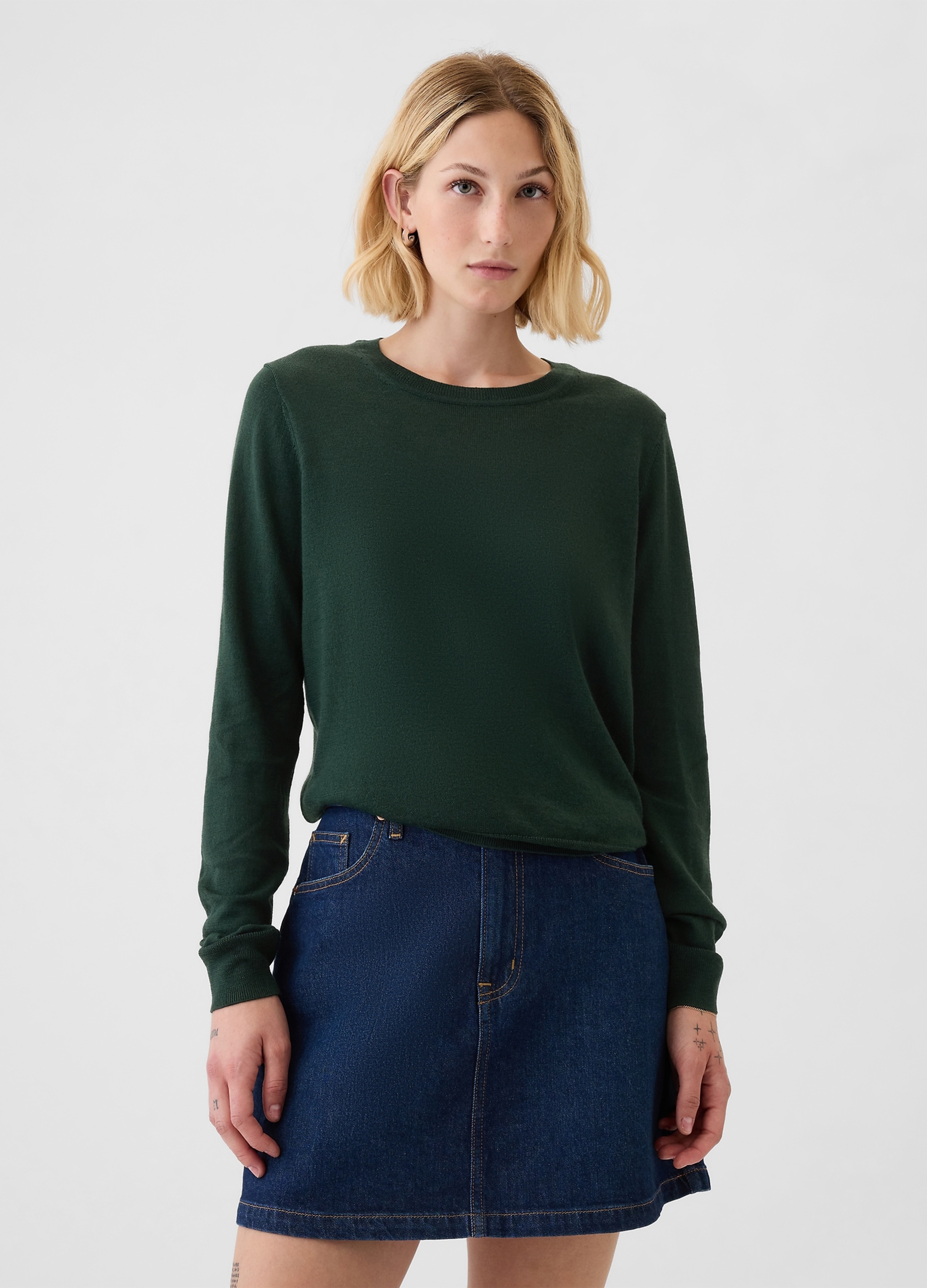 GAP, Pullover Girocollo In Lana Merino, Donna, Verde, Taglia: XS