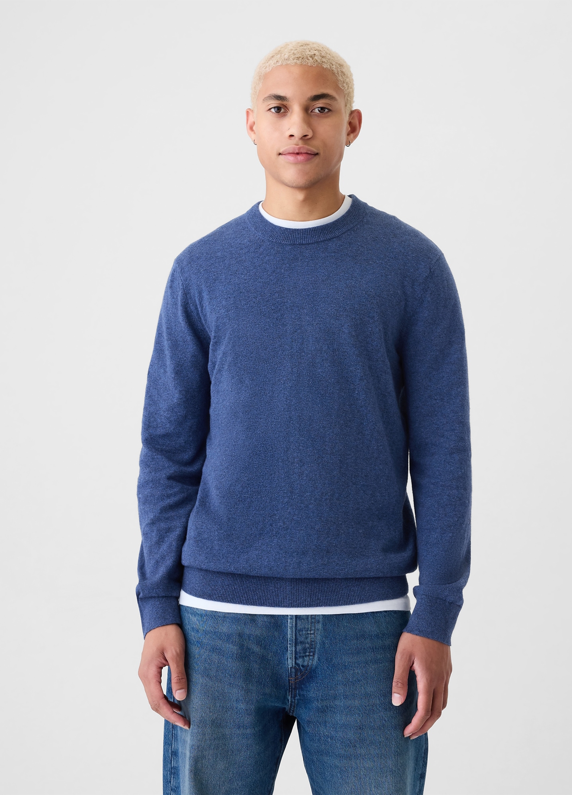 0000, Pullover Mélange Con Scollo Rotondo, Uomo, Blu, Taglia: XS