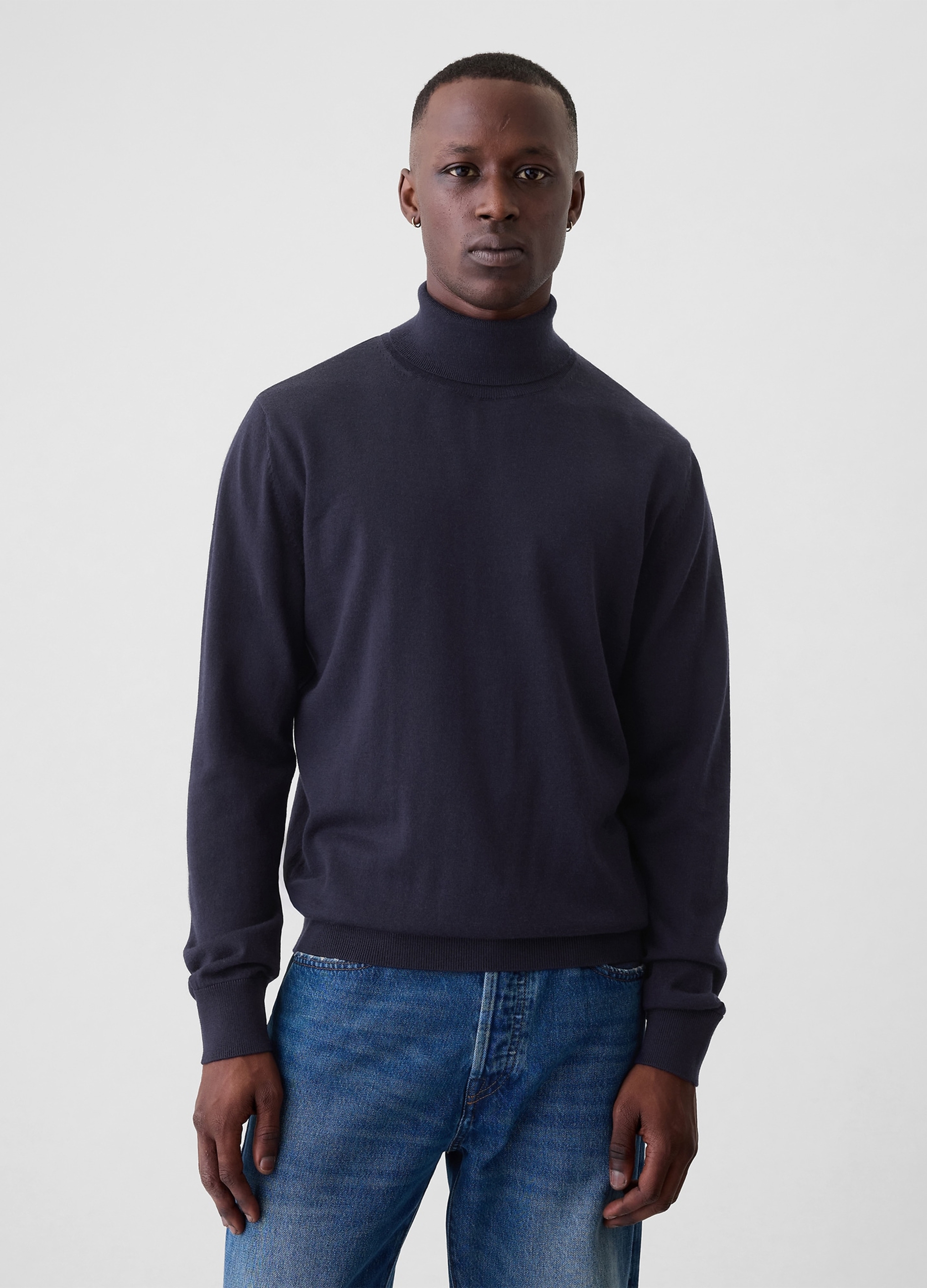0000, Pullover In Lana Merino A Collo Alto, Uomo, Blu, Taglia: M