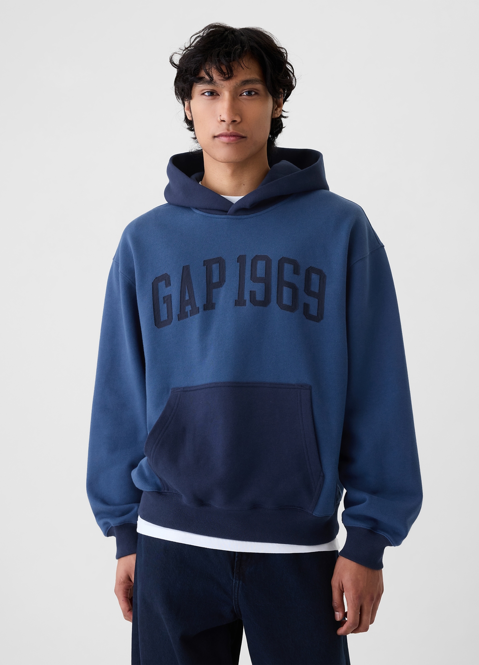 GAP, Felpa Con Cappuccio E Stampa Logo, Uomo, Blu, Taglia: XS