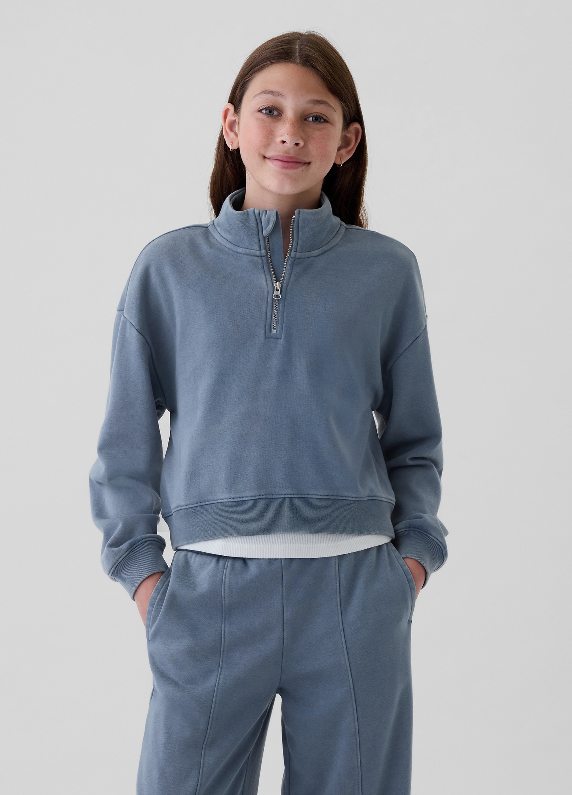 OVS, Felpa Cropped Half-zip, Bambina, Blu, Taglia: XS/99-114