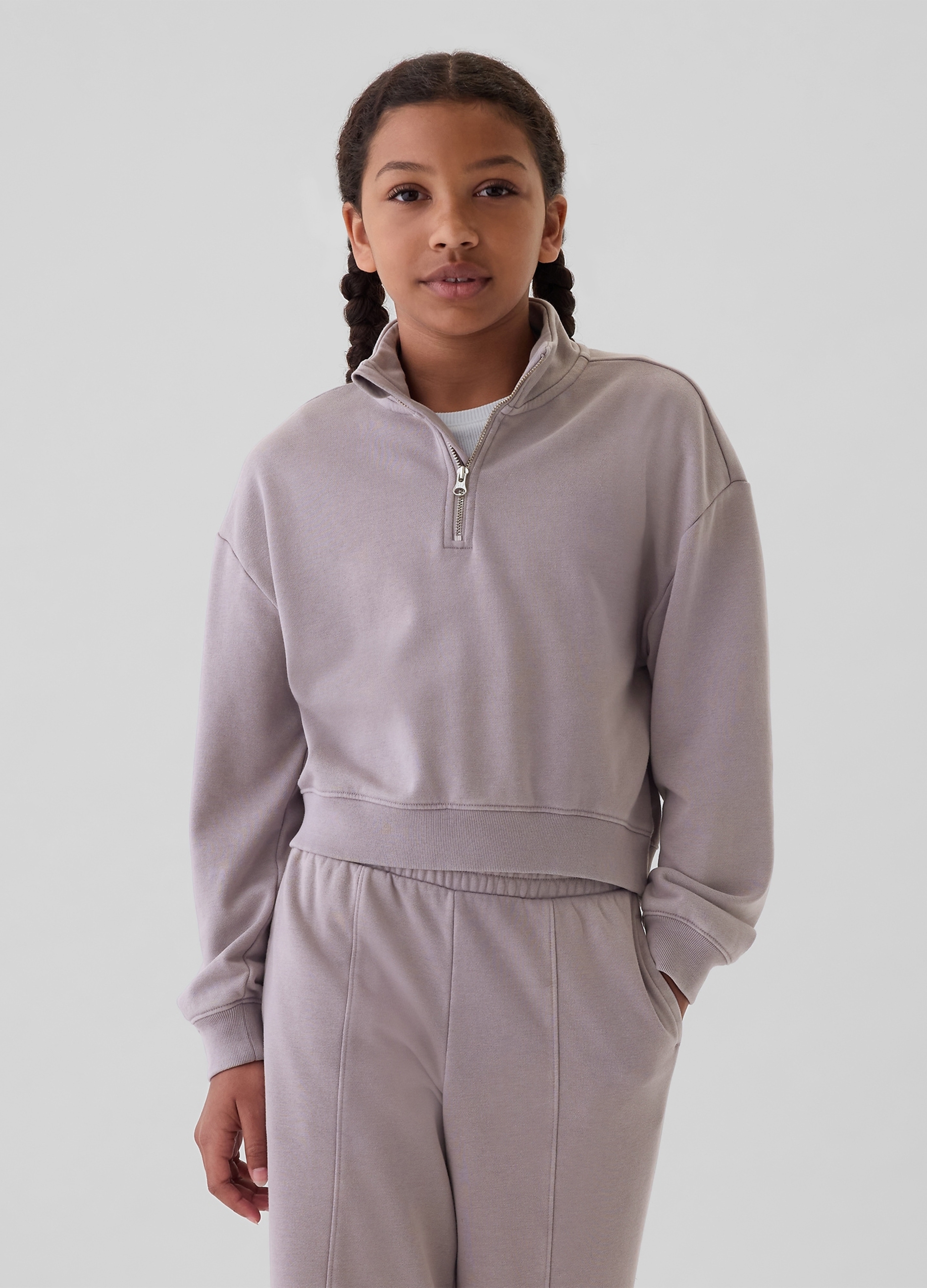 OVS, Felpa Cropped Half-zip, Bambina, Viola, Taglia: XS/99-114